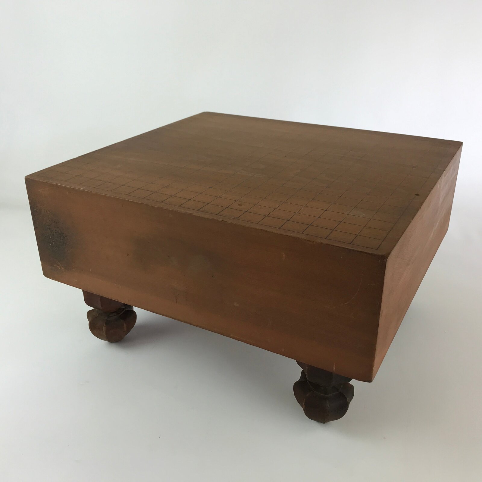 Japanese Wood Go Board Vtg Table Game Goban Leg Heso Igo 19X19 Grid GB71