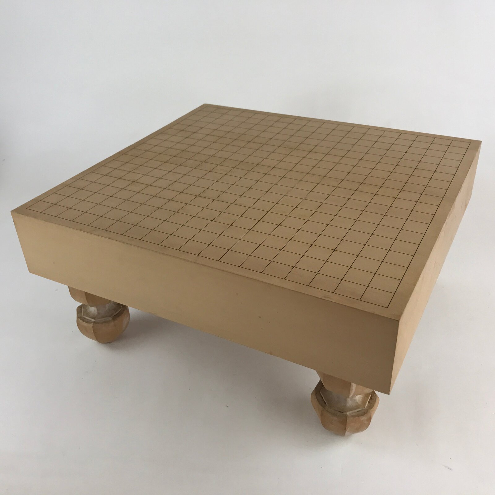 Japanese Wood Go Board Vtg Table Game Goban Leg Heso Igo 19X19 Grid GB80