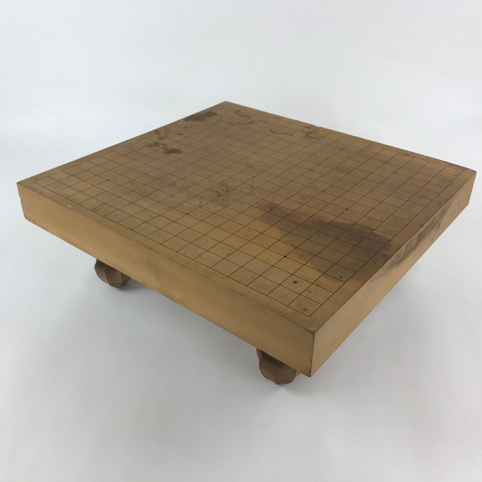 Japanese Wood Go Board Vtg Table Game Goban Leg Heso Igo 19X19 Grid GB81