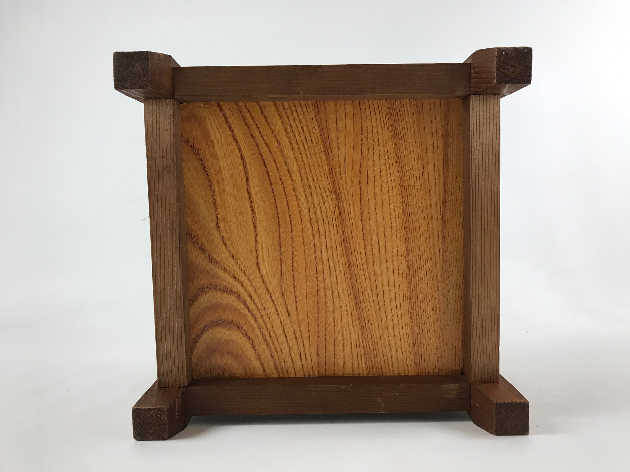 Japanese Wood Hanging Lantern Vtg Pagoda Square Candle Paper Washi LT65