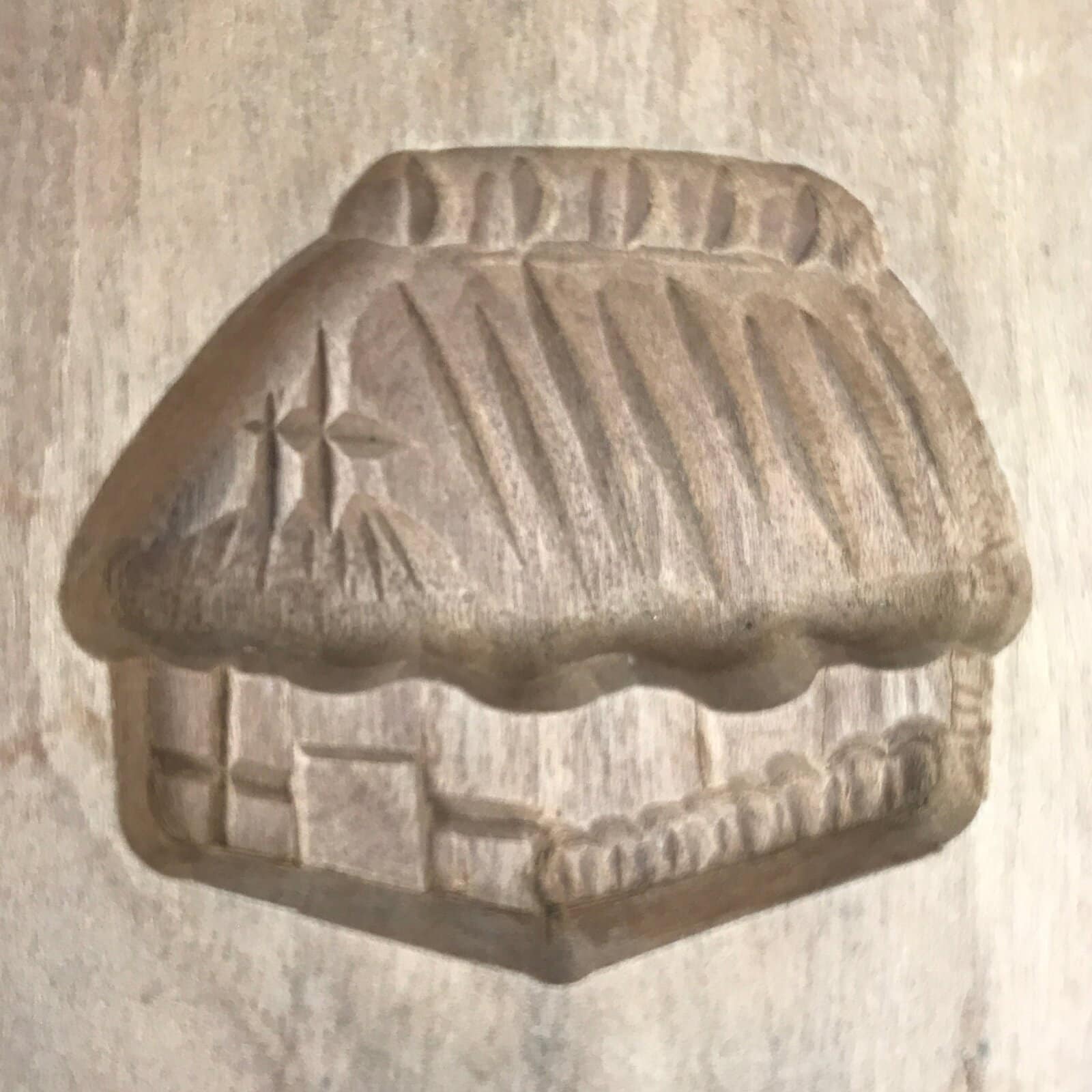 Japanese Wood Kashigata Cake Mold Vtg Wagashi Kayabuki Thatched Roof House Kg792
