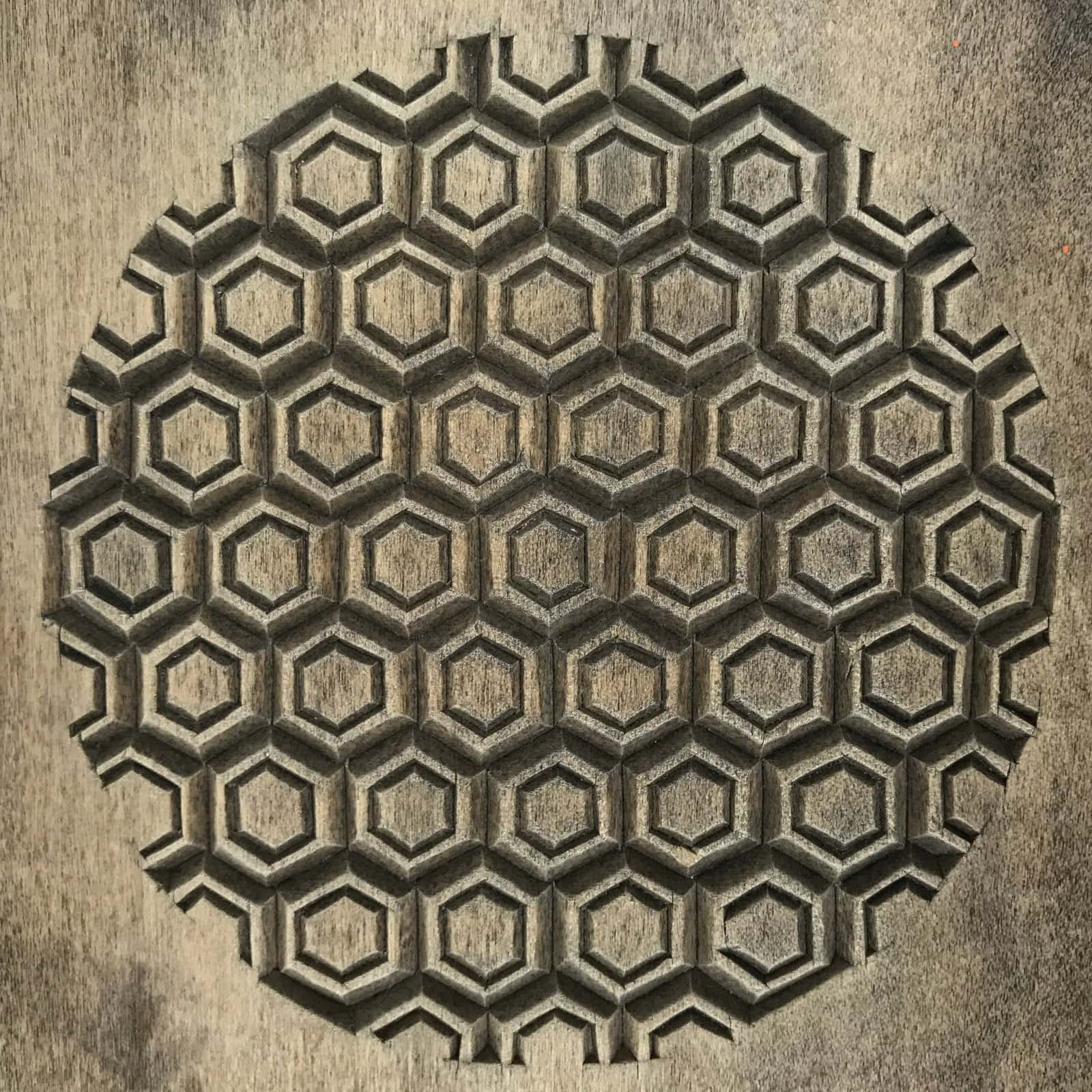 Japanese Wood Kashigata Cake Mold Vtg Wagashi Kikkou Hexagonal Back Plate Kg780