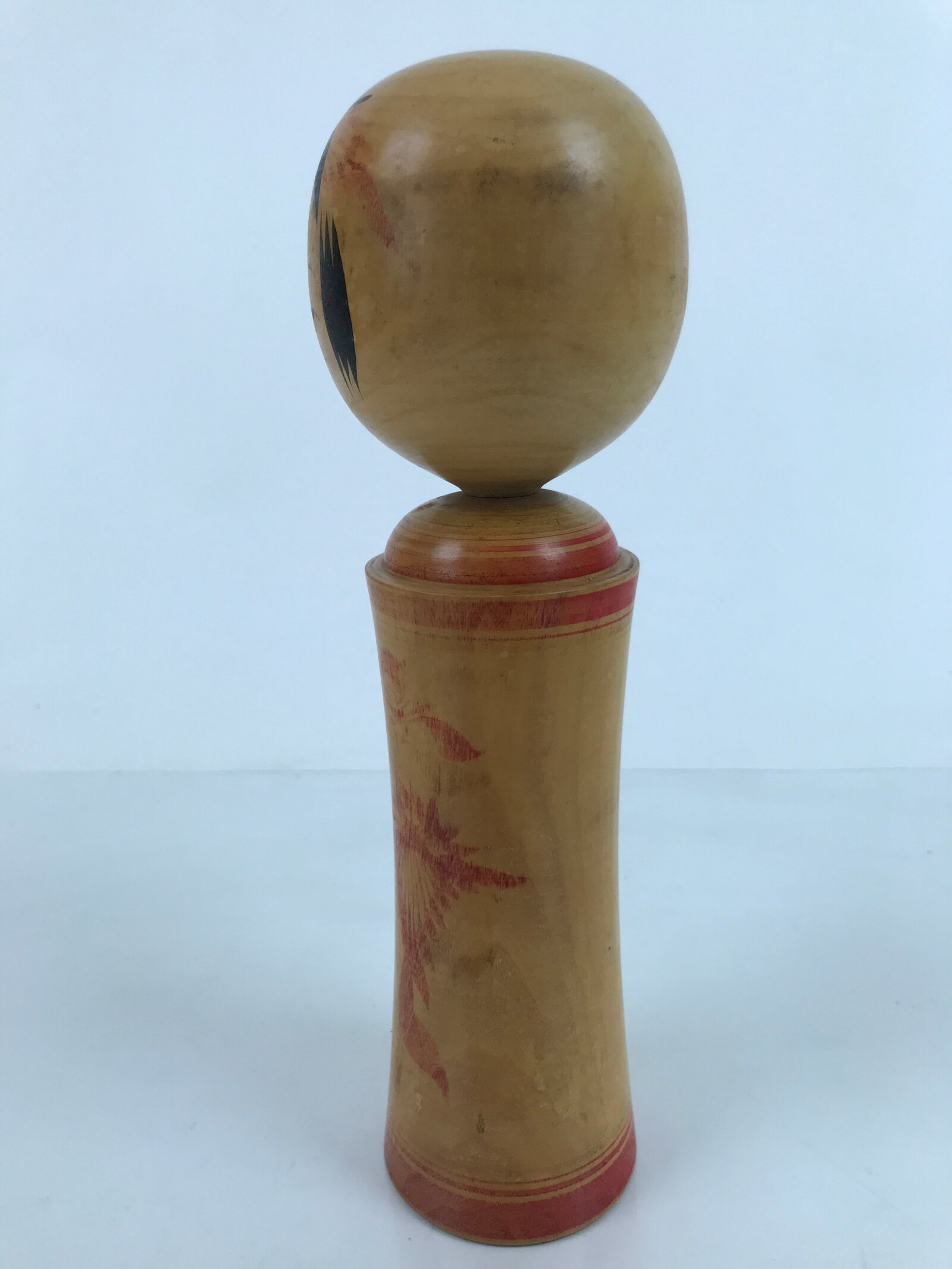 Japanese Wood Kokeshi Doll Figure Vtg Traditional Handmade Toy Red Floral KF688