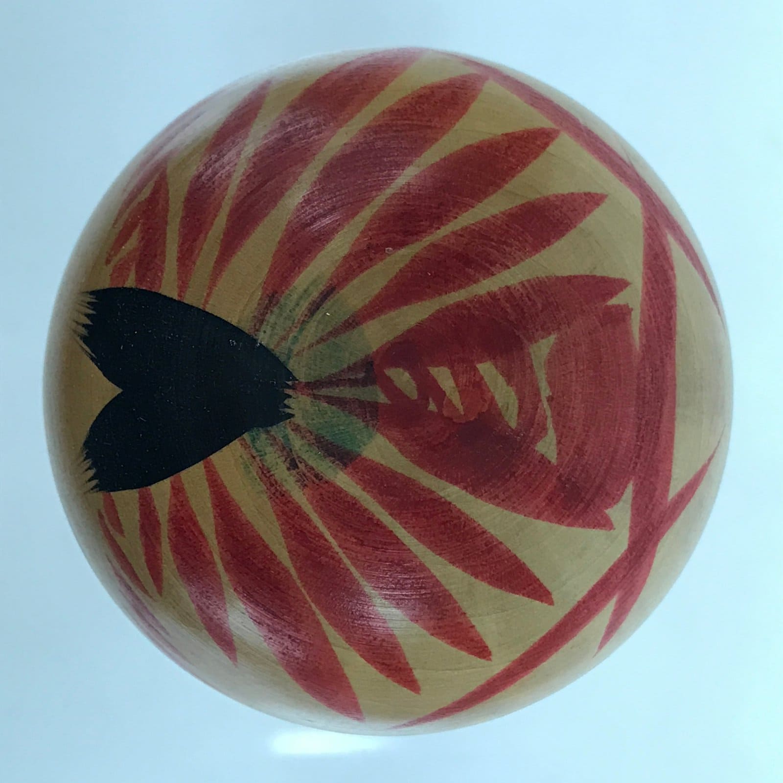 Japanese Wood Kokeshi Doll Figure Vtg Traditional Handmade Toy Red Green KF684