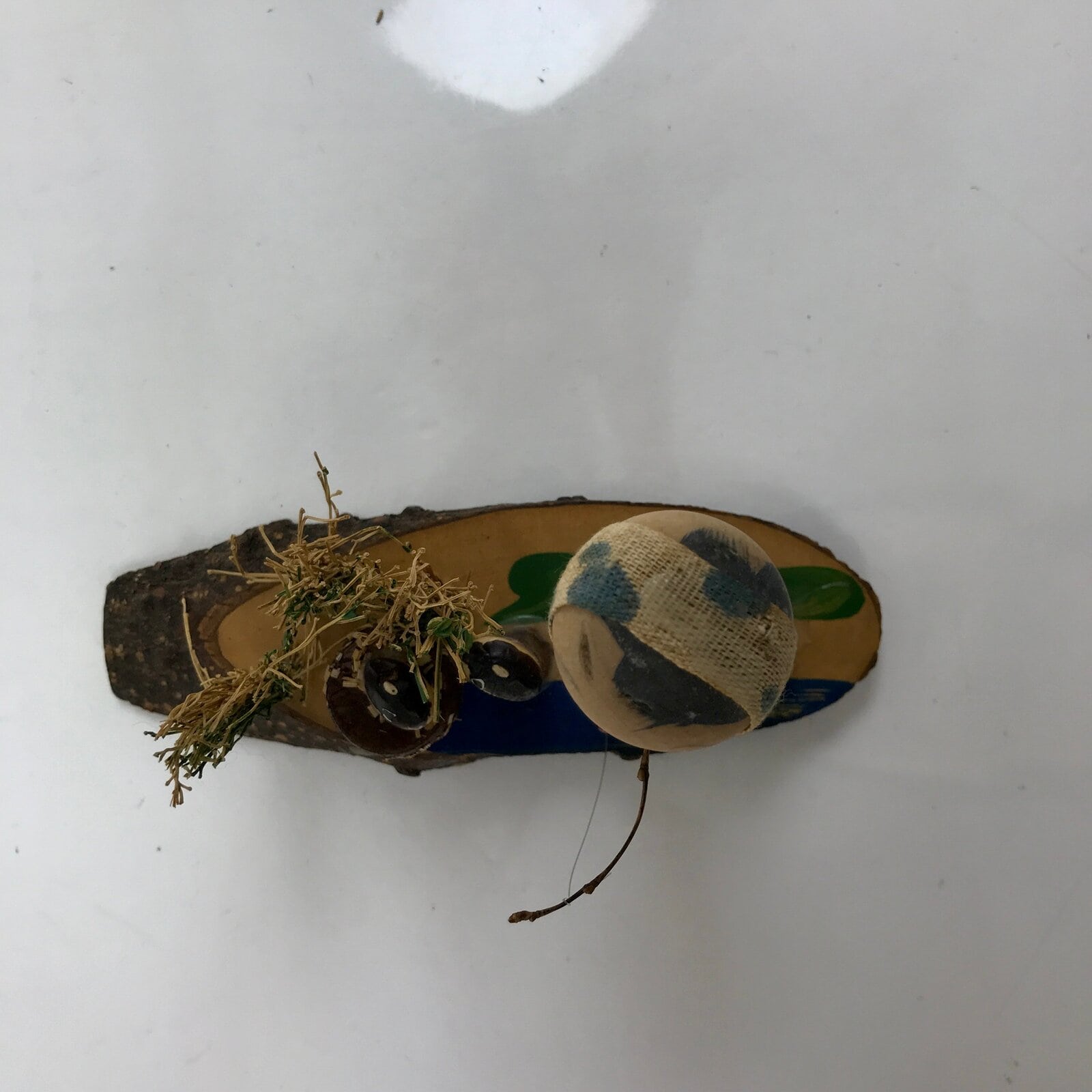 Japanese Wood Kokeshi Doll Vtg Bobblehead Fishing Traditional Toy Folk Art KF714