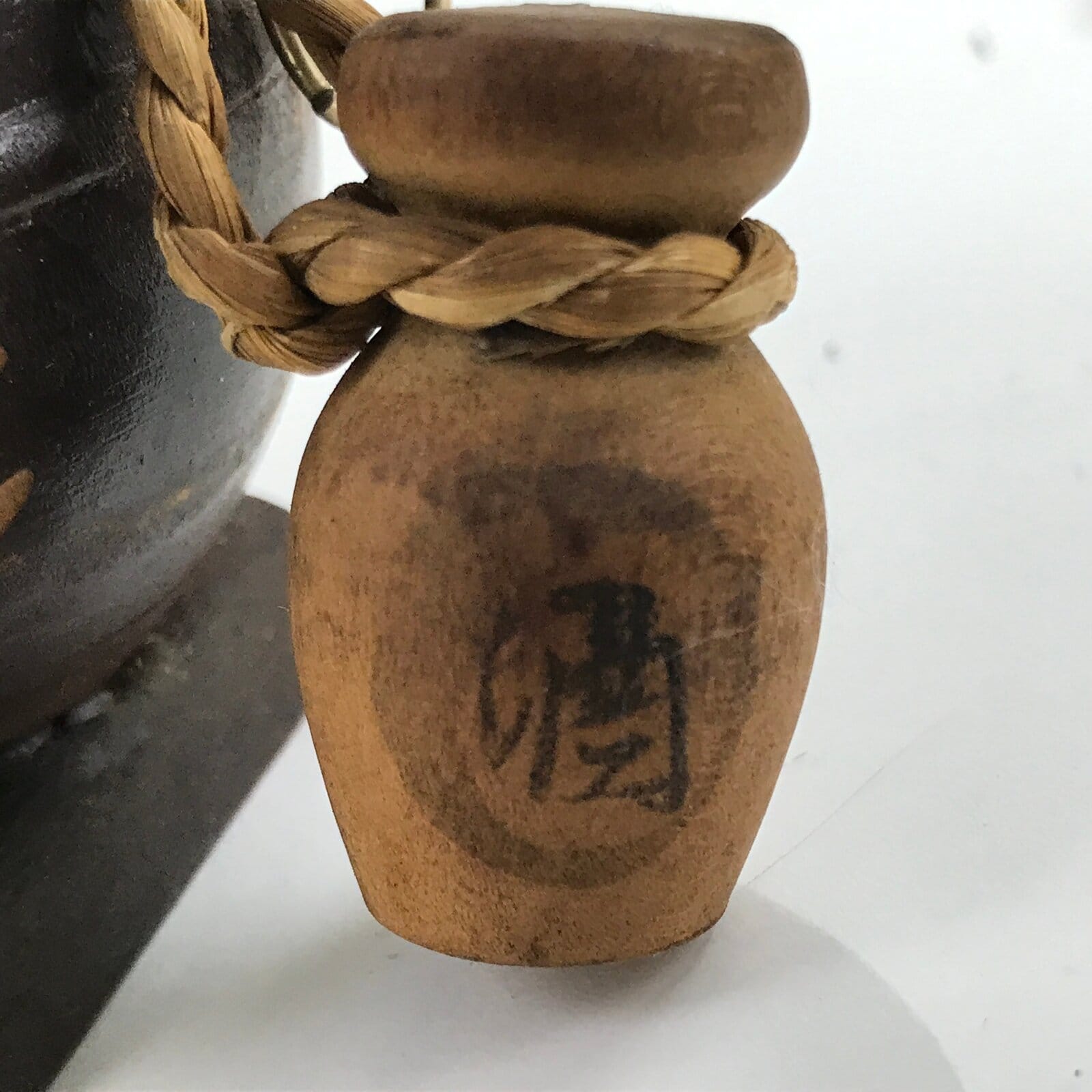 Japanese Wood Kokeshi Doll Vtg Tanuki Raccoon Dog Brown Folk Art KF698