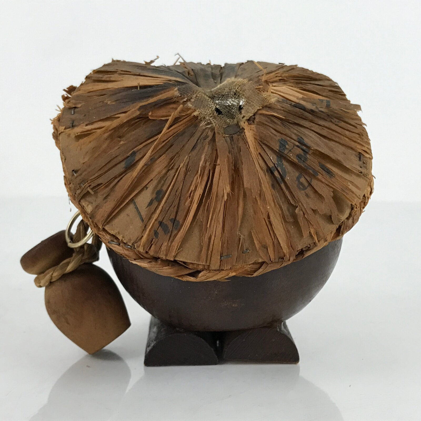 Japanese Wood Kokeshi Doll Vtg Tanuki Raccoon Dog Brown Folk Art KF698