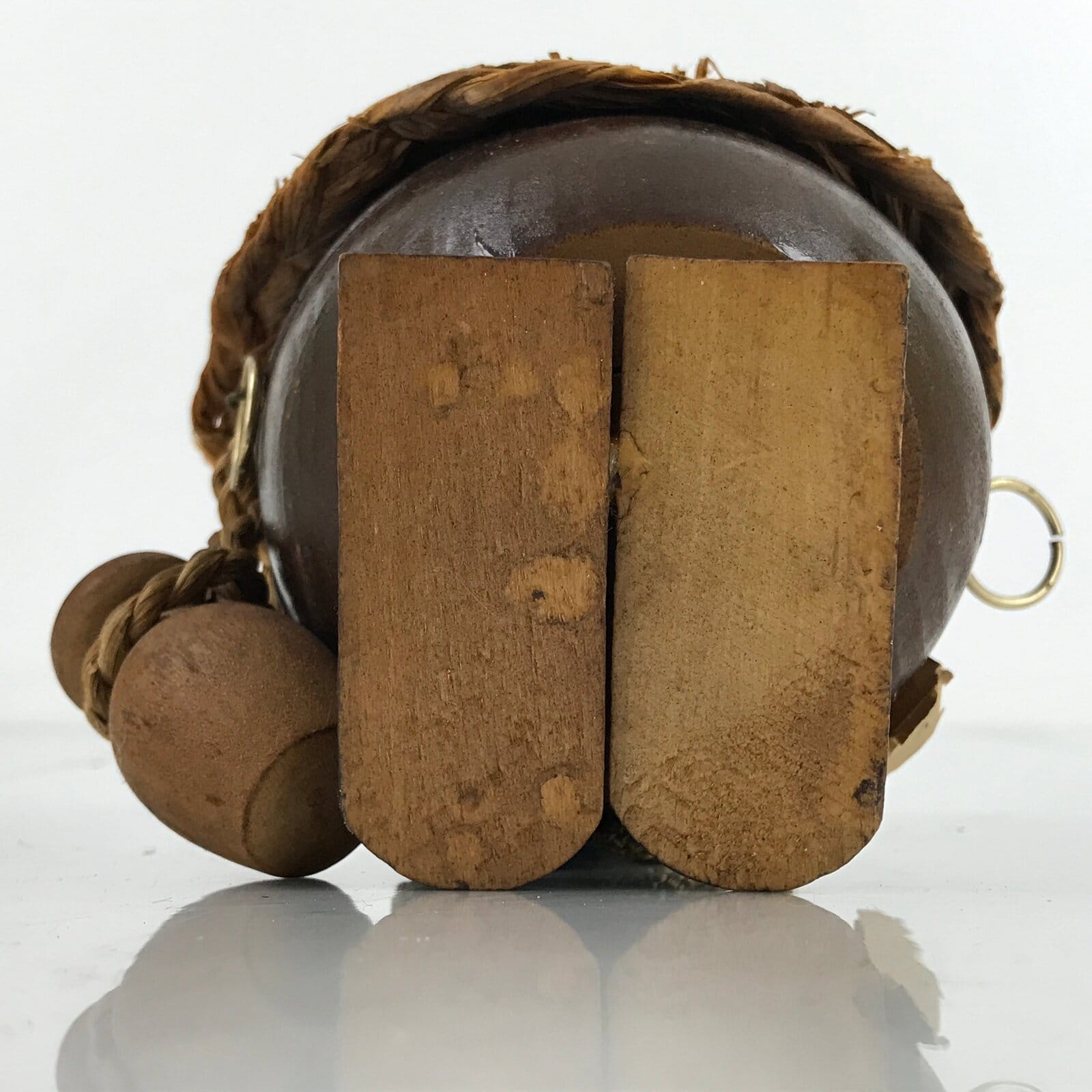 Japanese Wood Kokeshi Doll Vtg Tanuki Raccoon Dog Brown Folk Art KF698