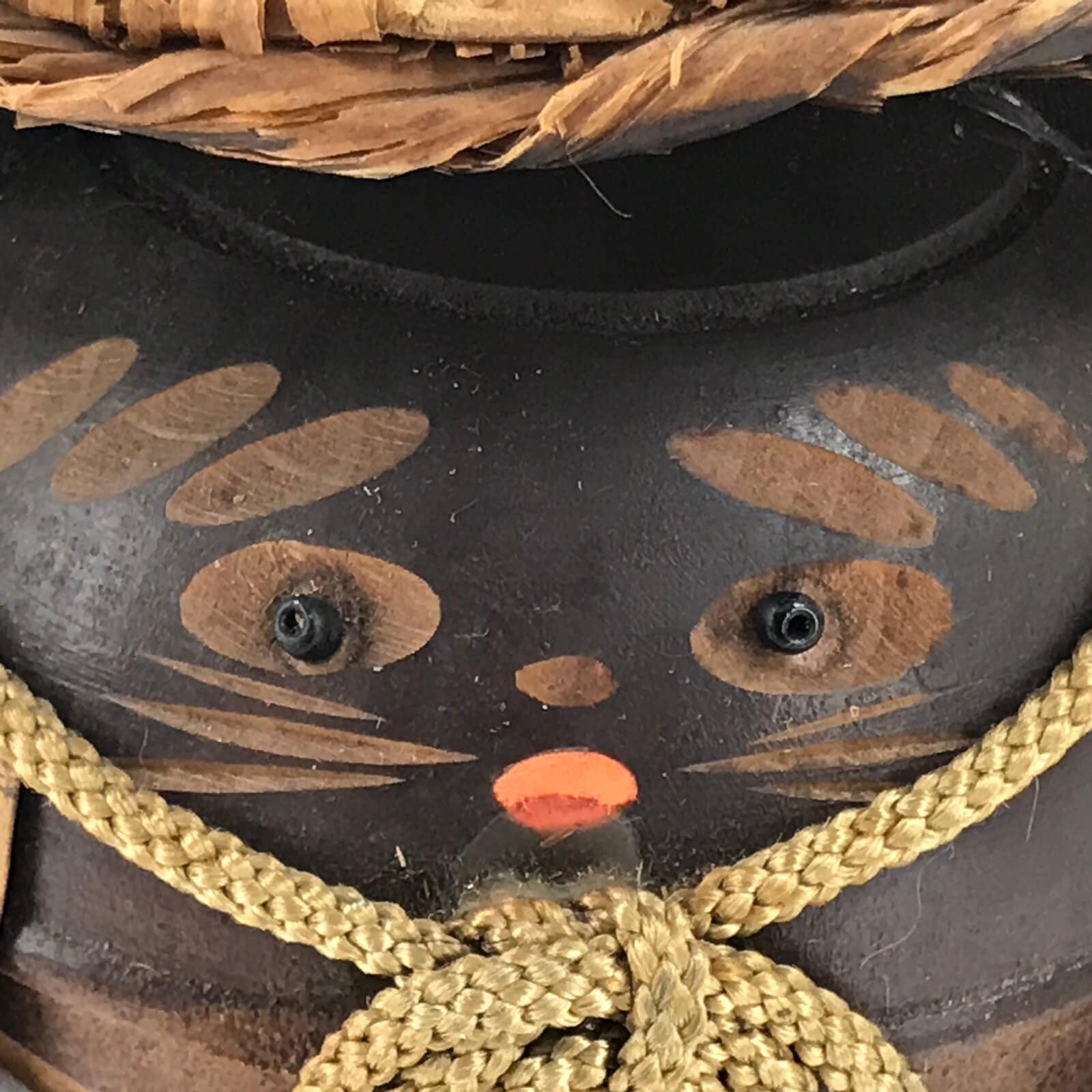 Japanese Wood Kokeshi Doll Vtg Tanuki Raccoon Dog Brown Folk Art KF698