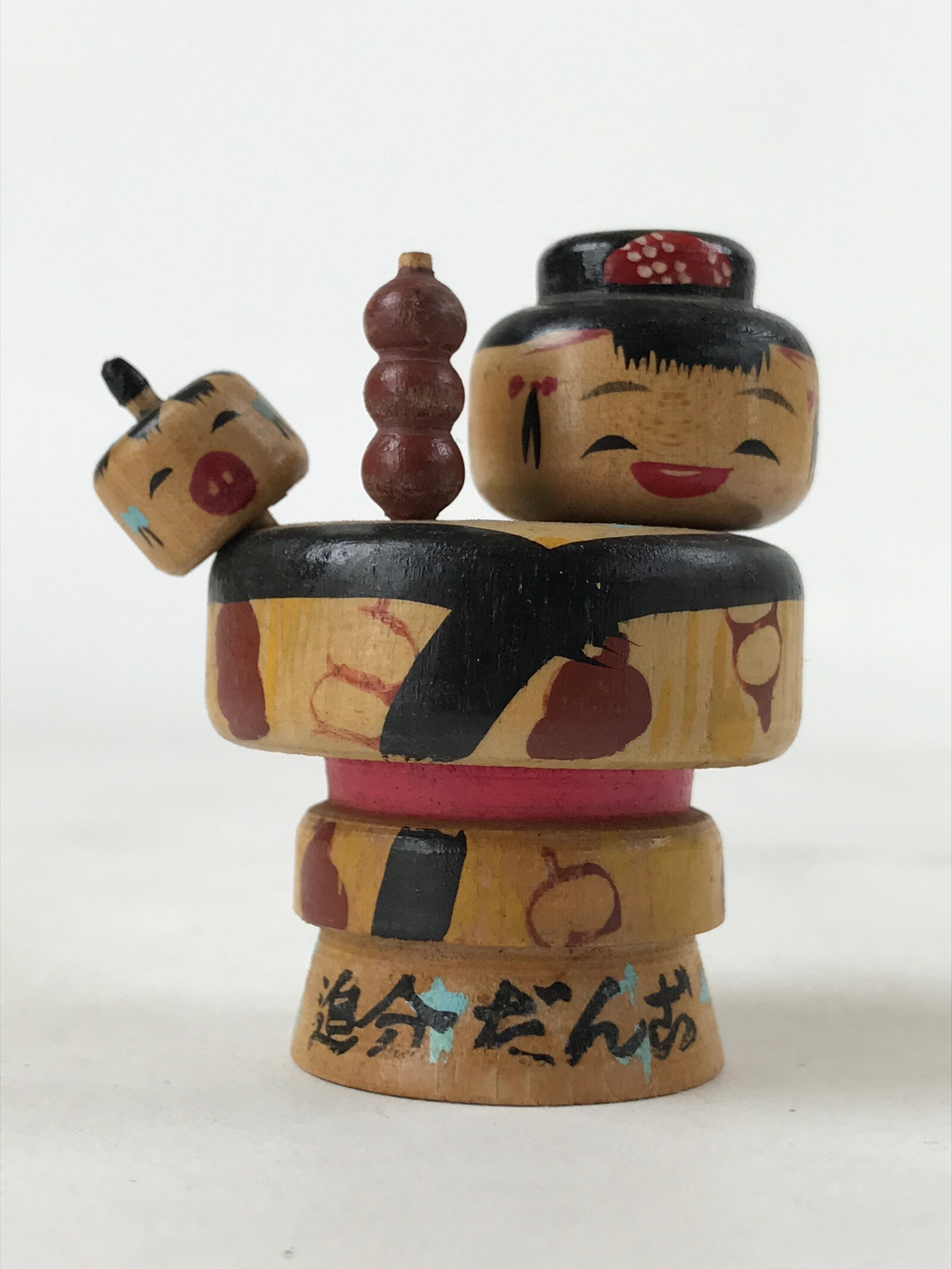 Japanese Wood Kokeshi Doll Woman Kid Dango Vtg Figurine Folk Art Toy KF667