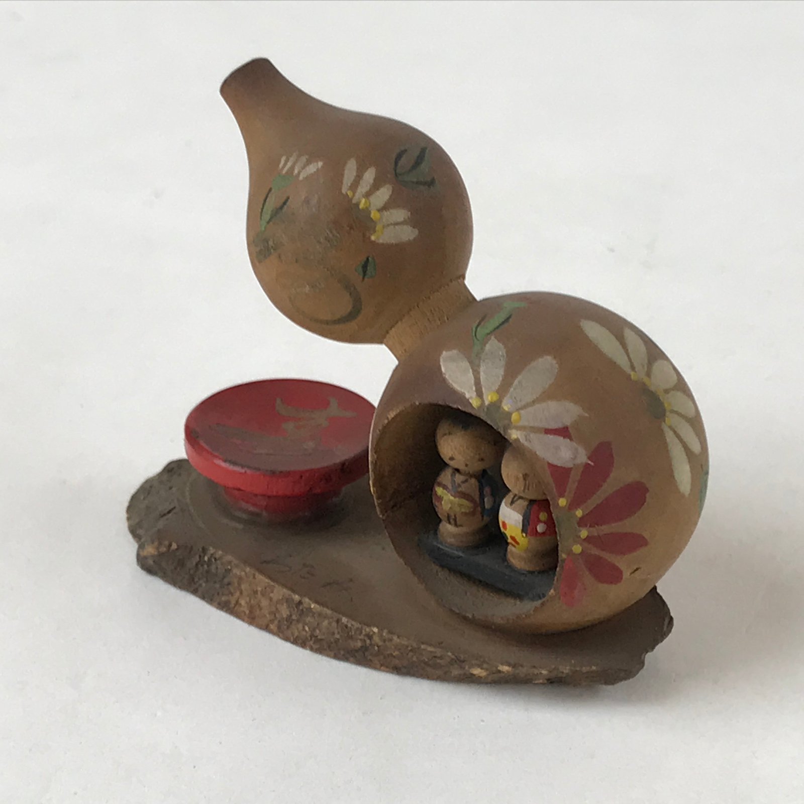 Japanese Wood Kokeshi Figurine Hyotan Mini Dolls Vtg Folk Art Decoration KF669