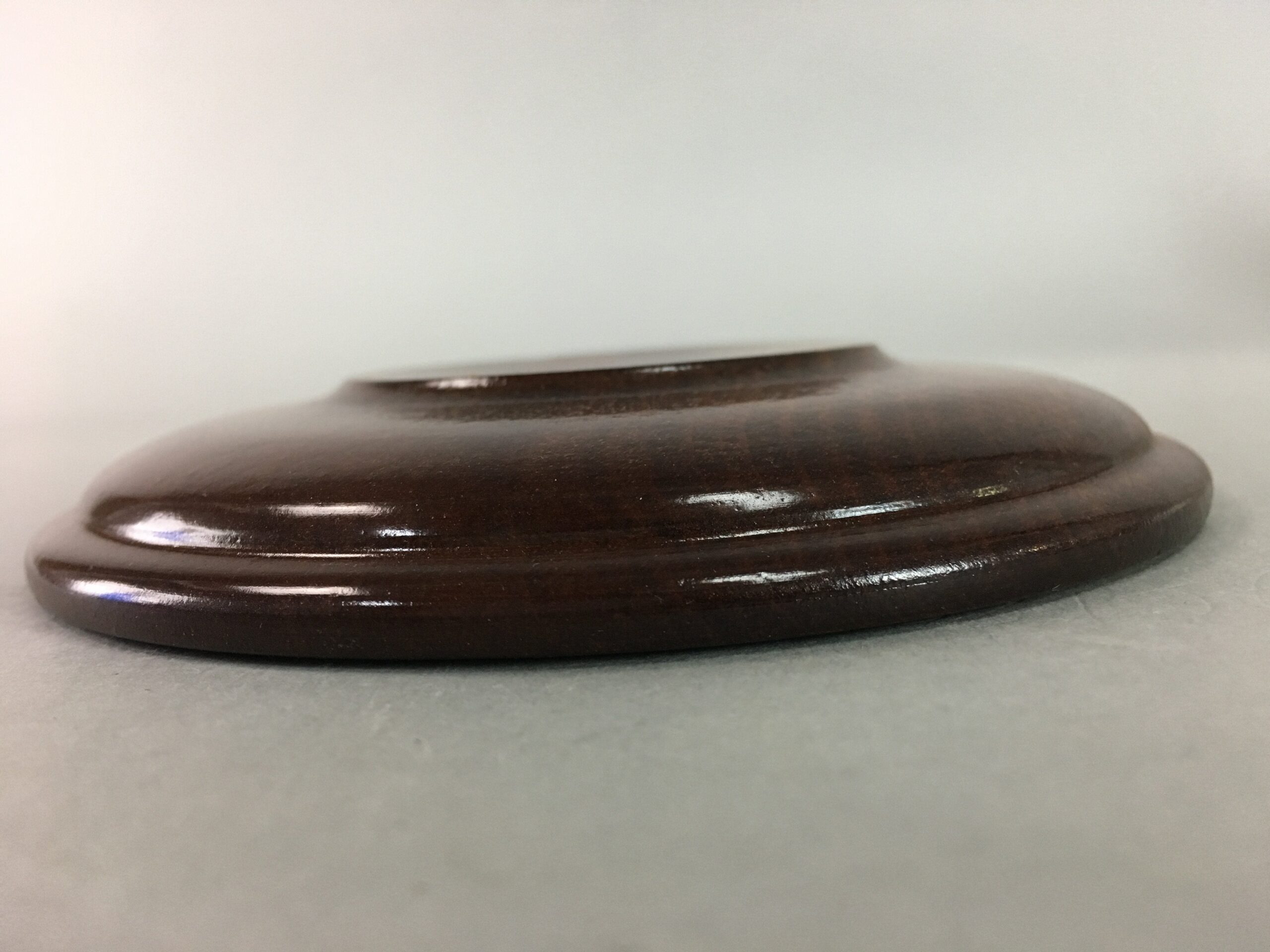 Japanese Wood Lacquer Drink Saucer Vtg Chataku Coaster Grain Brown UR209