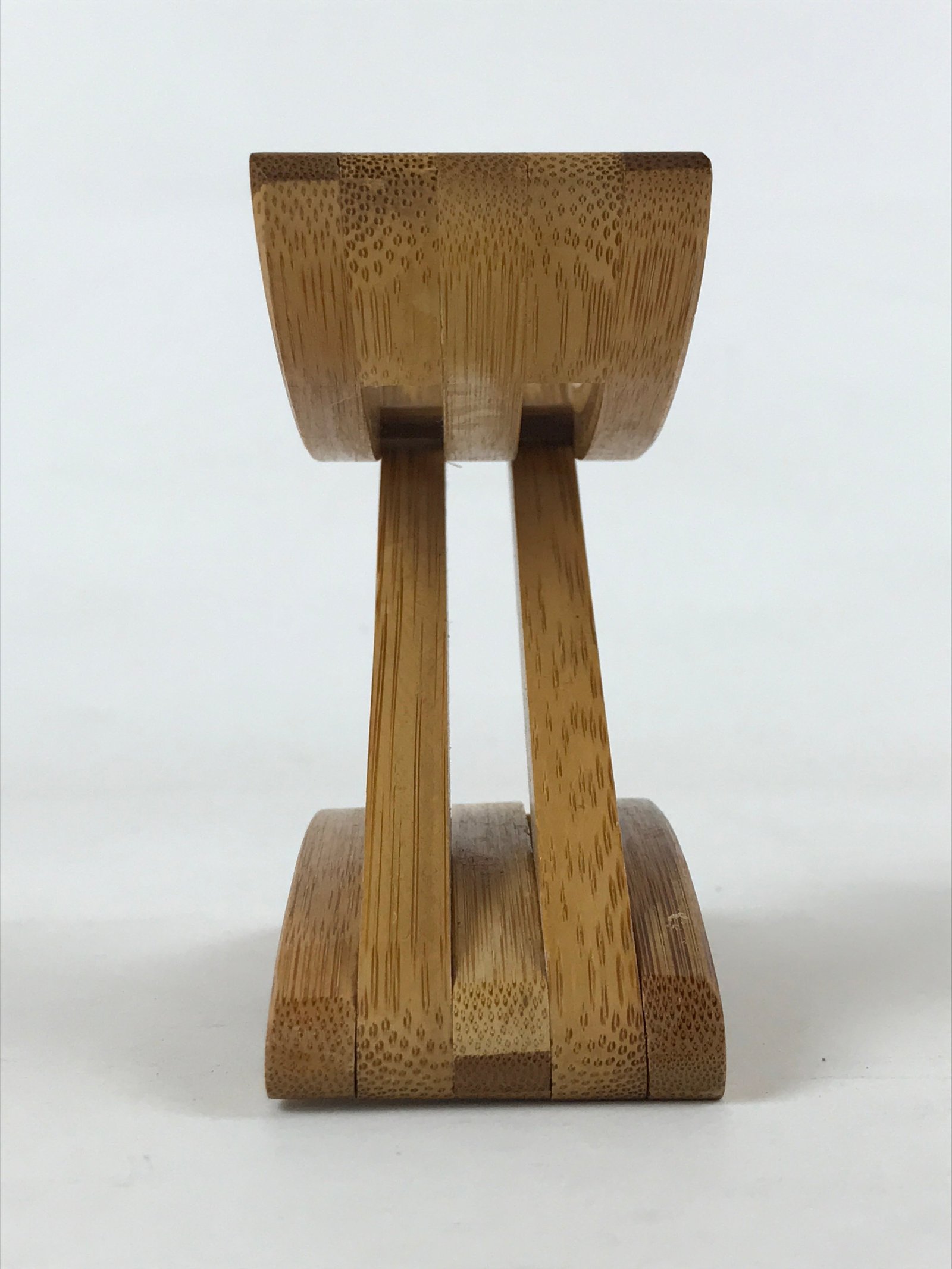 Japanese Wood Pillow Neck Rest Vtg Light Brown Bamboo Geisha Takamakura JK596