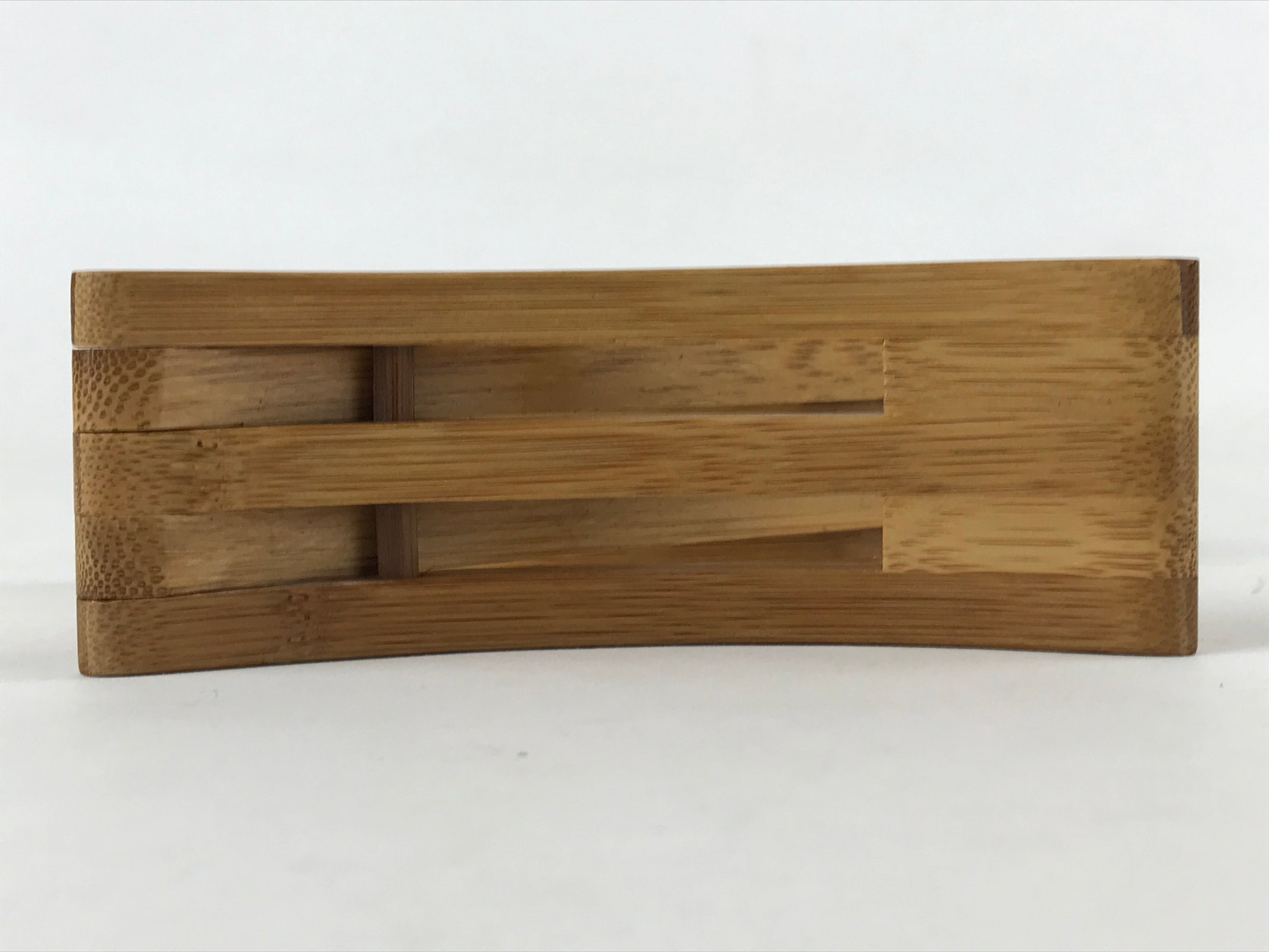 Japanese Wood Pillow Neck Rest Vtg Light Brown Bamboo Geisha Takamakura JK596