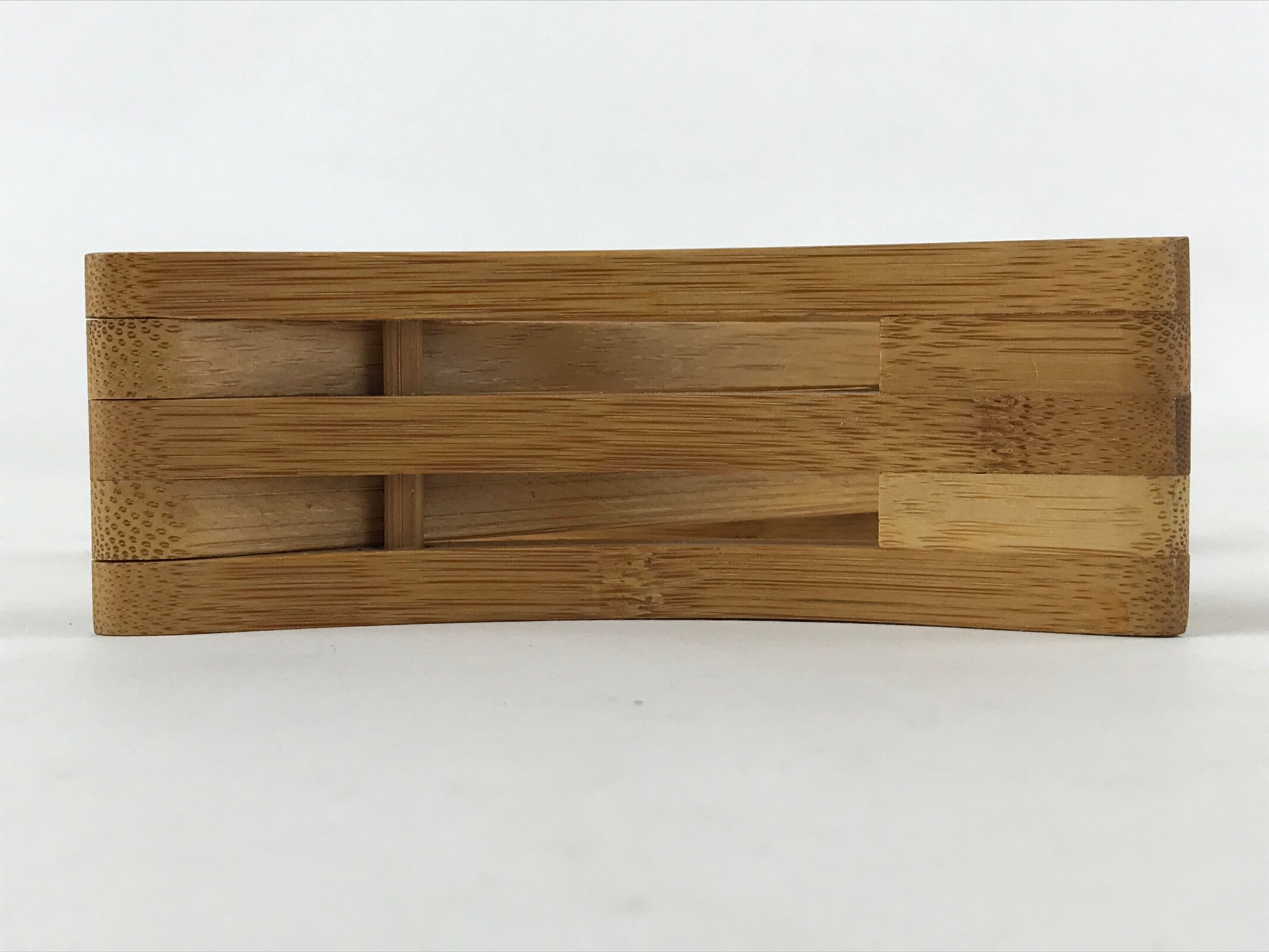 Japanese Wood Pillow Neck Rest Vtg Light Brown Bamboo Geisha Takamakura JK596