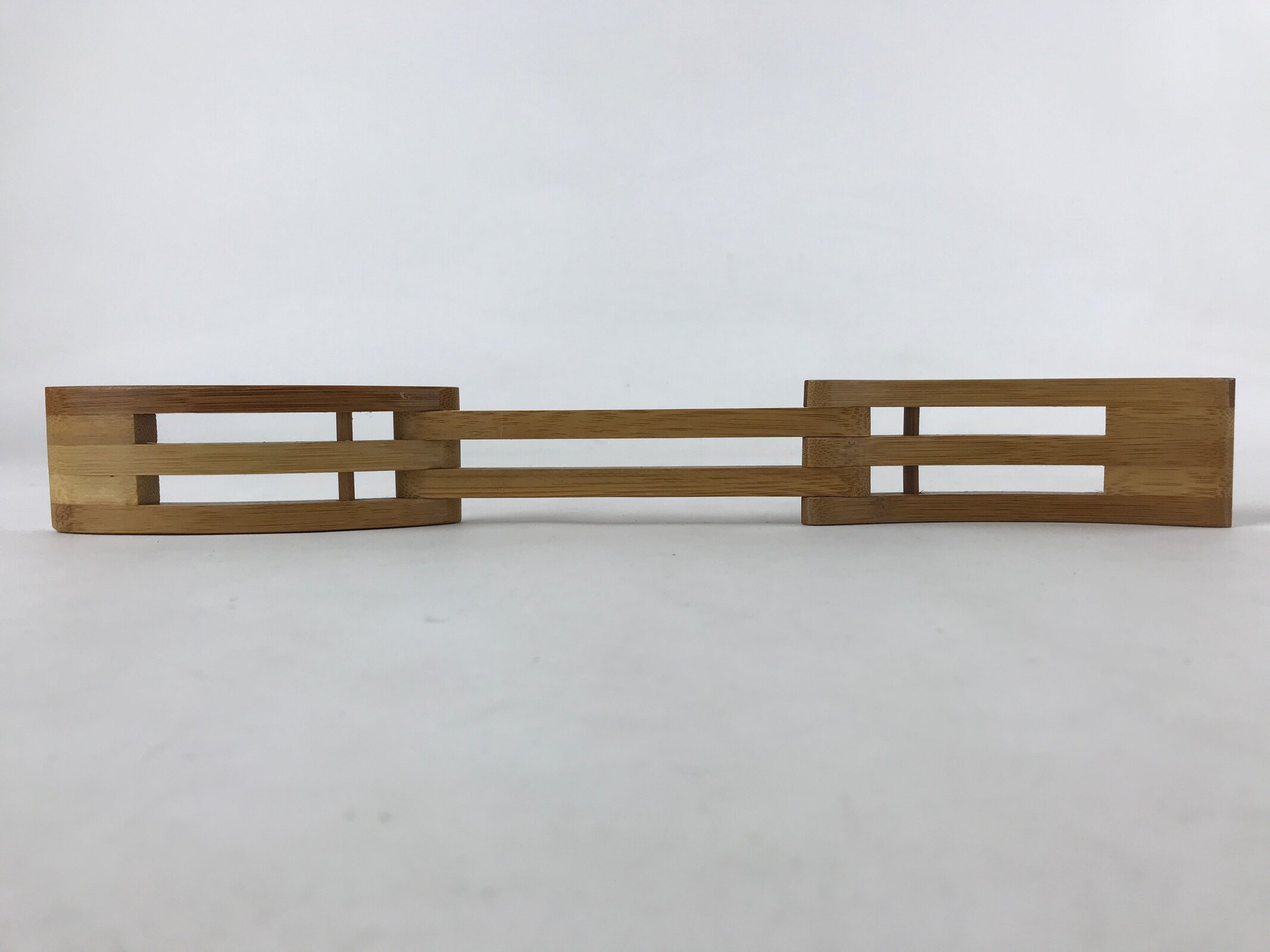 Japanese Wood Pillow Neck Rest Vtg Light Brown Bamboo Geisha Takamakura JK596