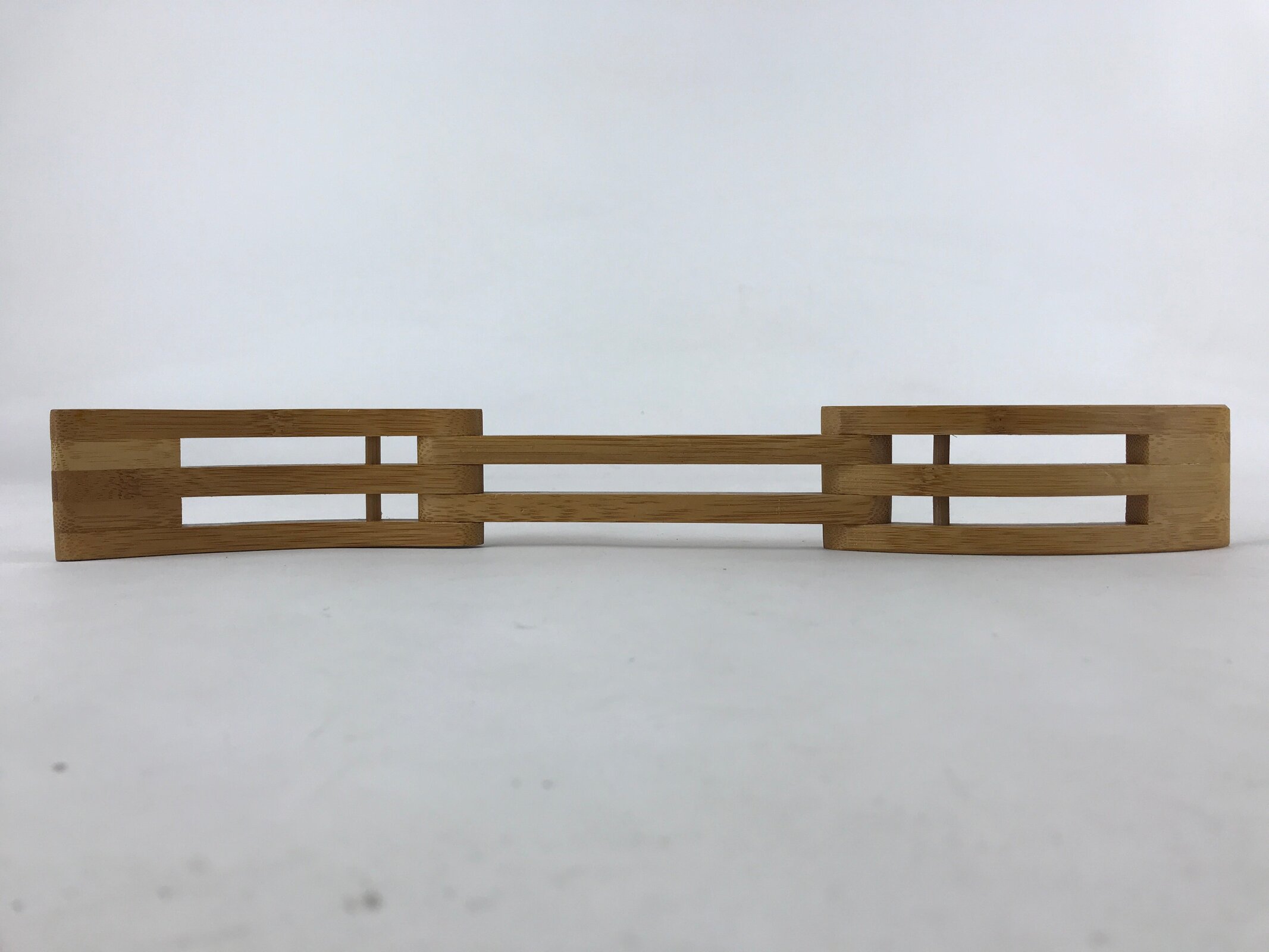 Japanese Wood Pillow Neck Rest Vtg Light Brown Bamboo Geisha Takamakura JK596