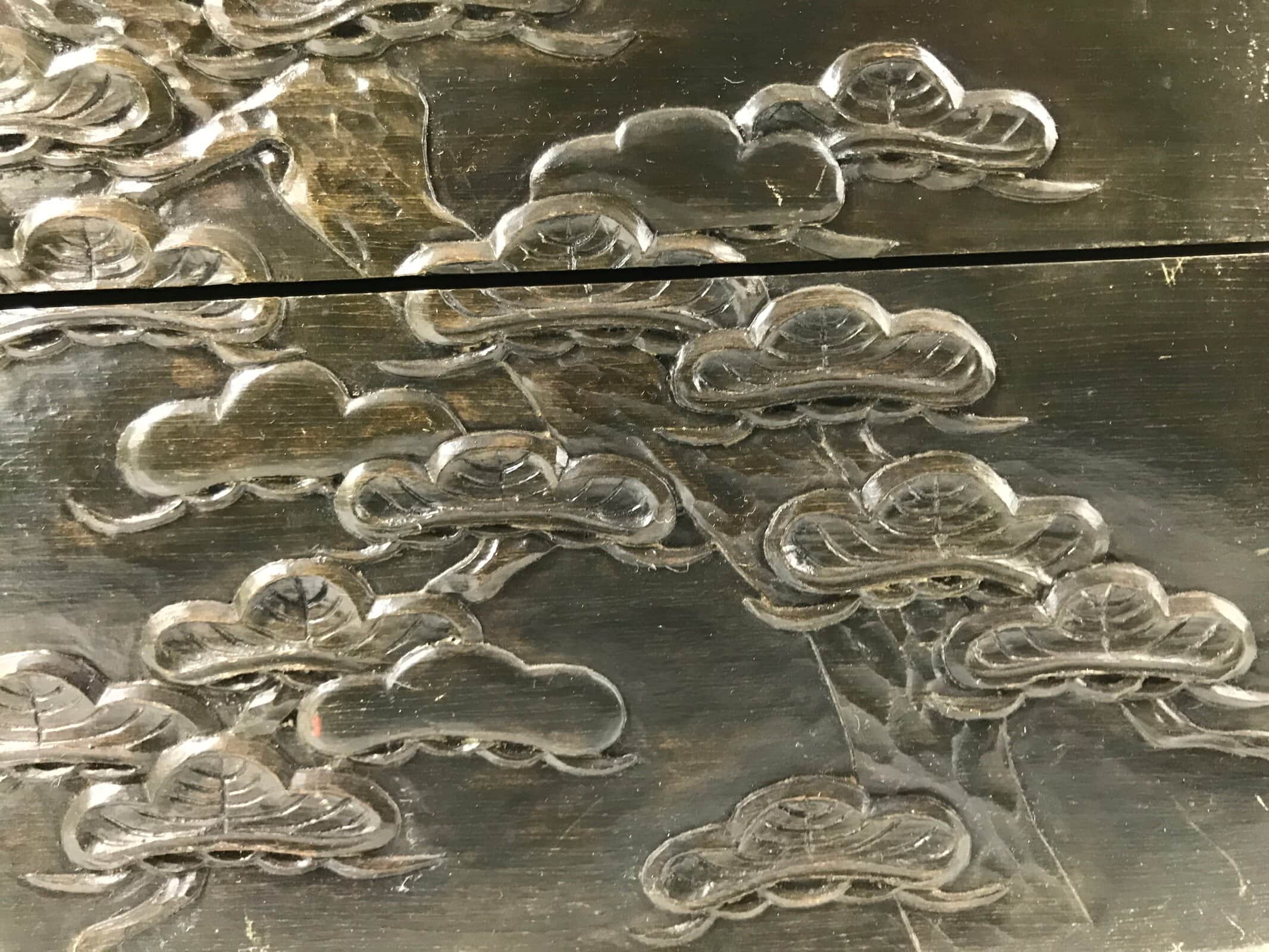 Japanese Wood Tansu Storage Chest Haribako Sewing Box 3 Drawers Pine Tree T399