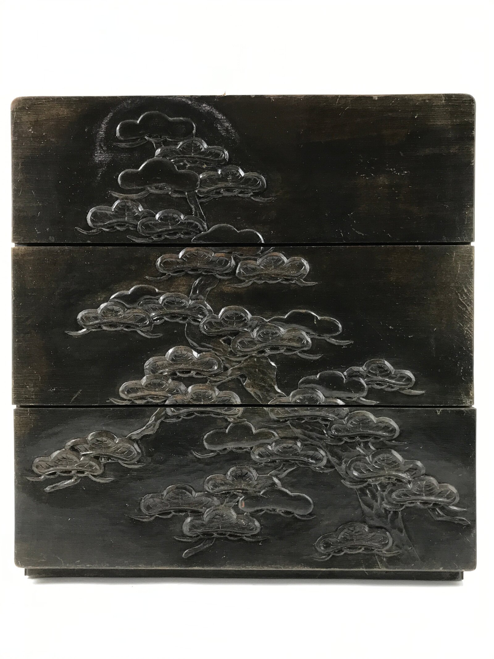 Japanese Wood Tansu Storage Chest Haribako Sewing Box 3 Drawers Pine Tree T399