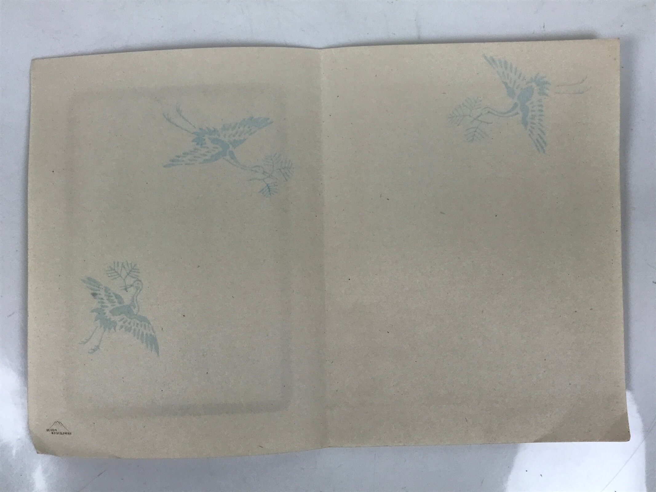 Japanese Woodblock Print Paper Card Vtg Cherry Blossoms Sakura Gold P383