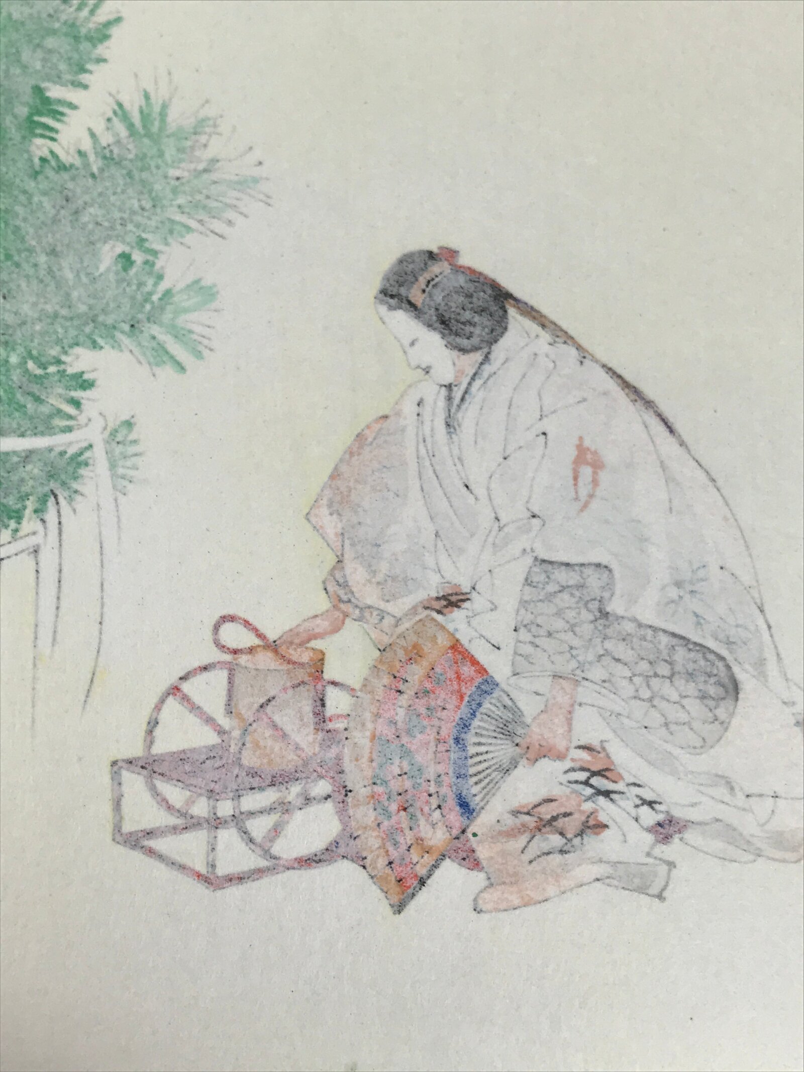 Japanese Woodblock Print Reproduction Vtg Kogyo Tsukioka Matsukaze Noh P380