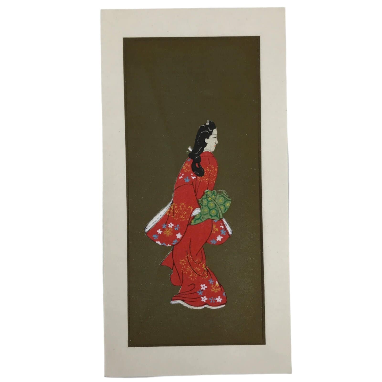 Japanese Woodblock Print Reproduction Vtg Woman Kimono Ukiyoe Bijinga P392
