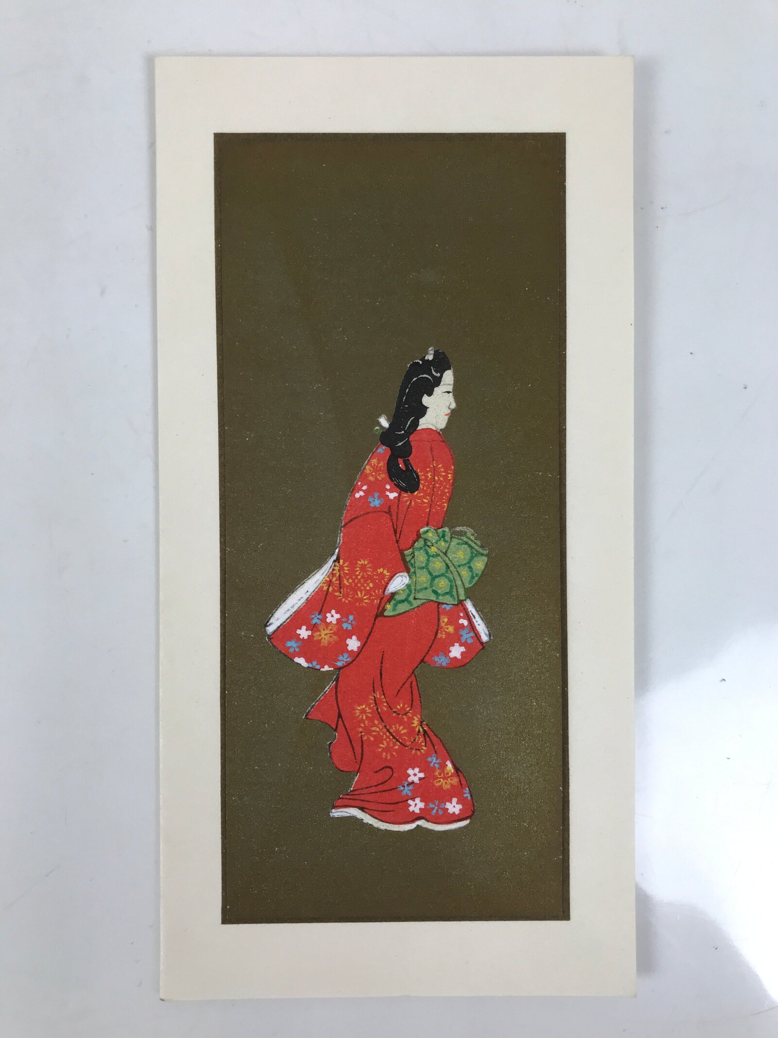 Japanese Woodblock Print Reproduction Vtg Woman Kimono Ukiyoe Bijinga P392