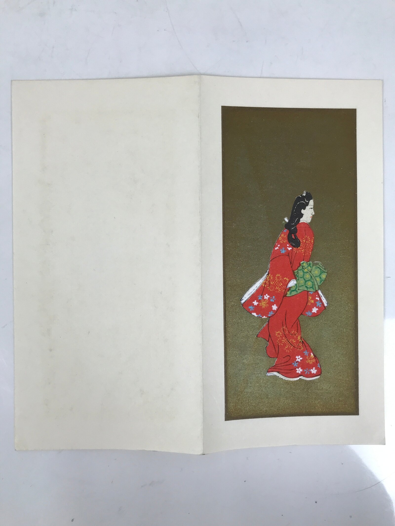 Japanese Woodblock Print Reproduction Vtg Woman Kimono Ukiyoe Bijinga P392