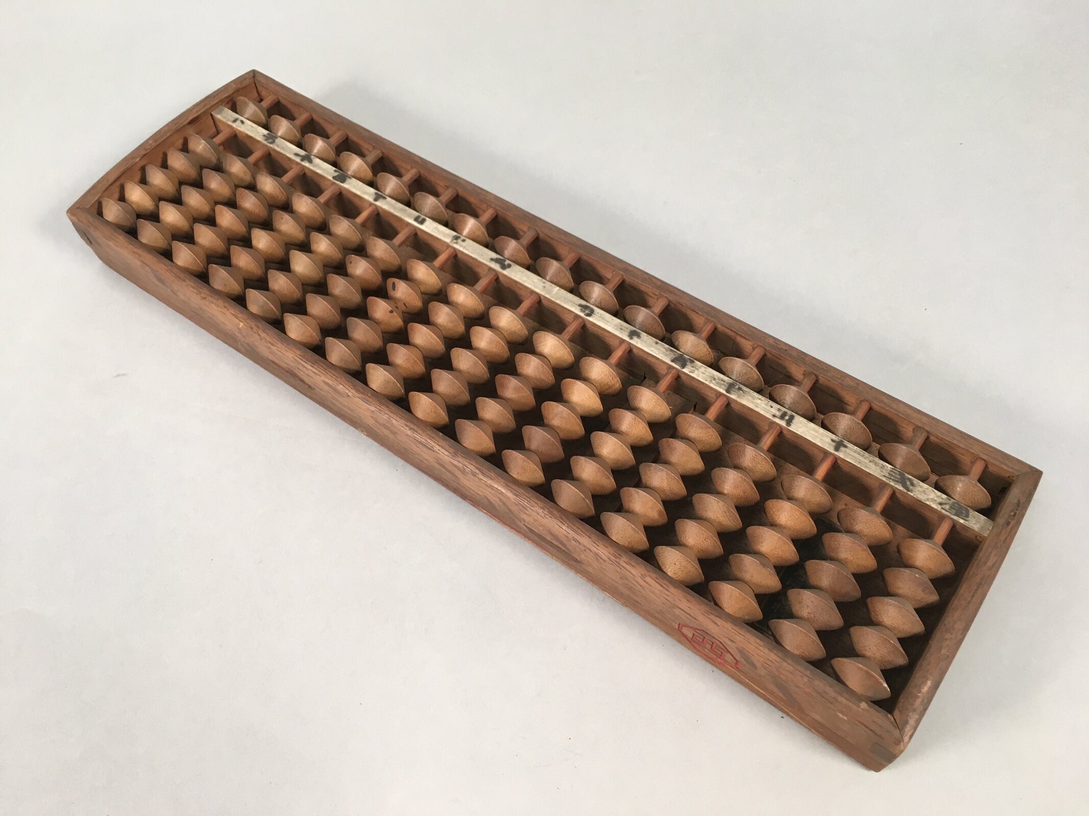 Japanese Wooden Abacus Calculating Tool 1/5 Beads 17 Rows Vtg Soroban ST47
