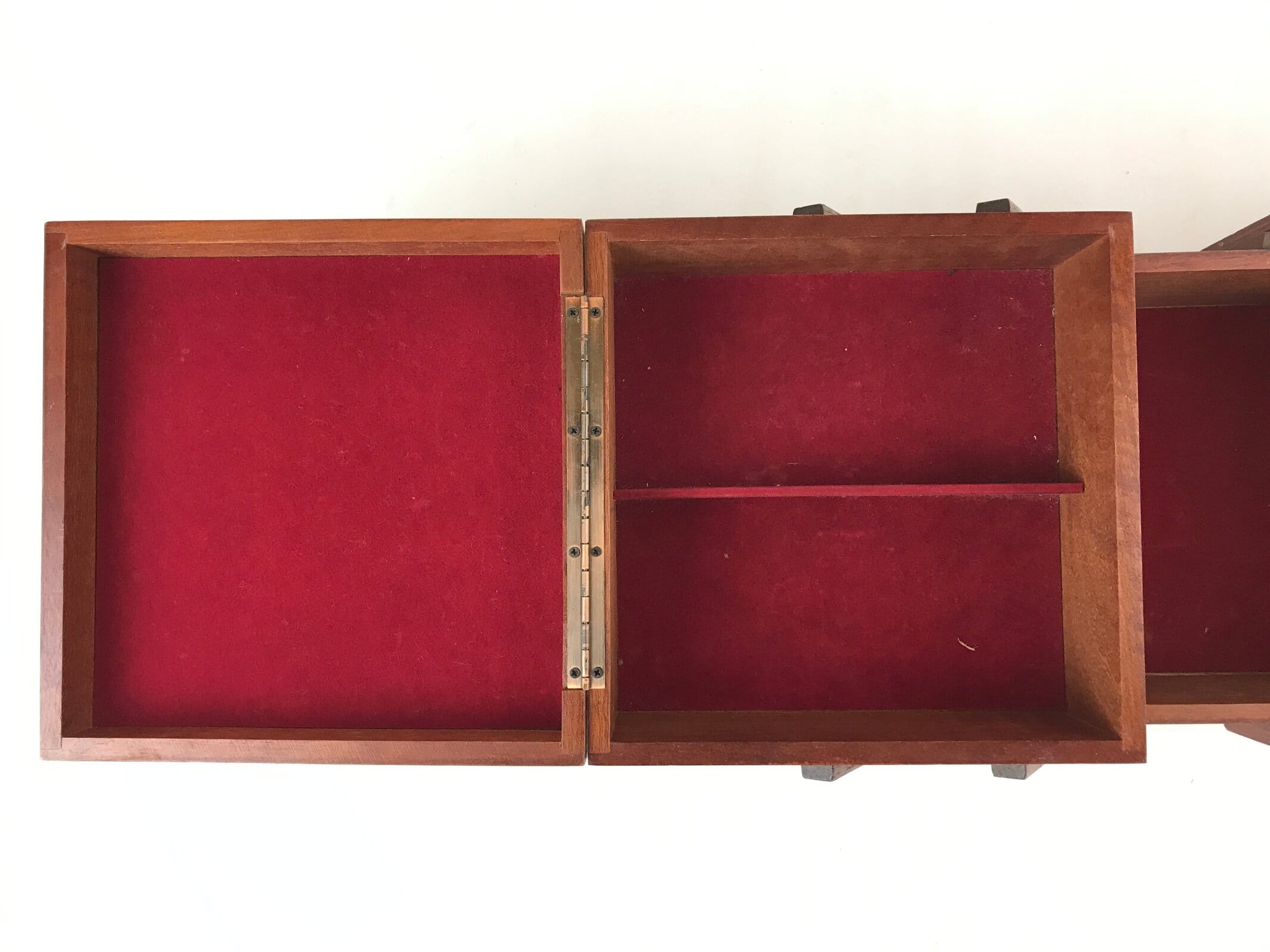 Japanese Wooden Accordion Sewing Box Vtg Haribako Storage Chest Brown T355