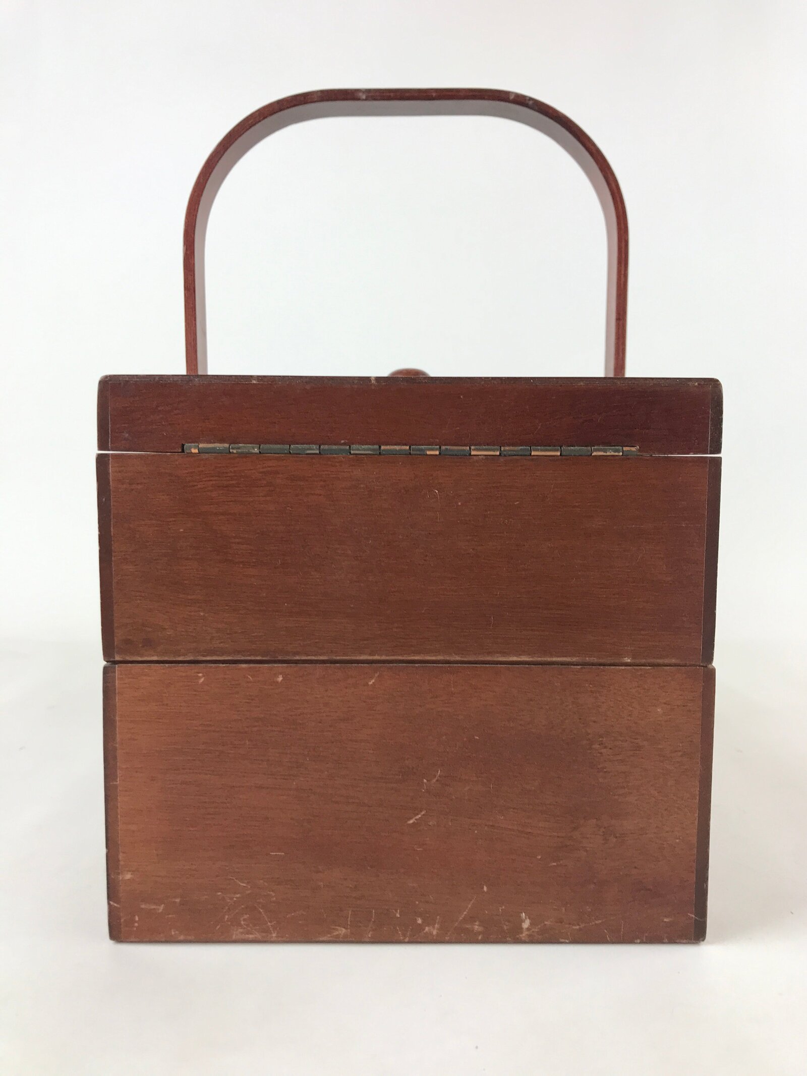 Japanese Wooden Accordion Sewing Box Vtg Haribako Storage Chest Brown T355