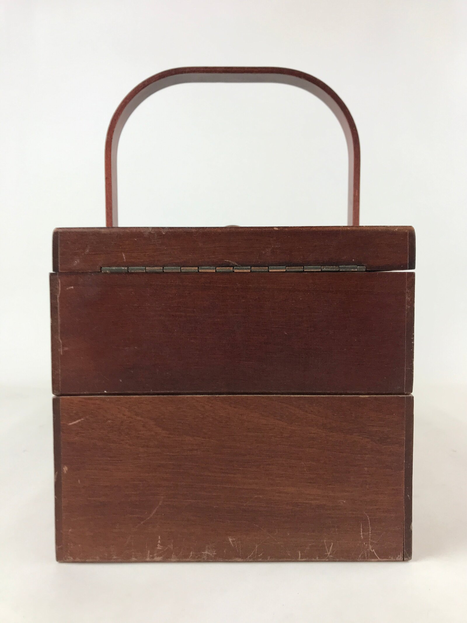 Japanese Wooden Accordion Sewing Box Vtg Haribako Storage Chest Brown T355