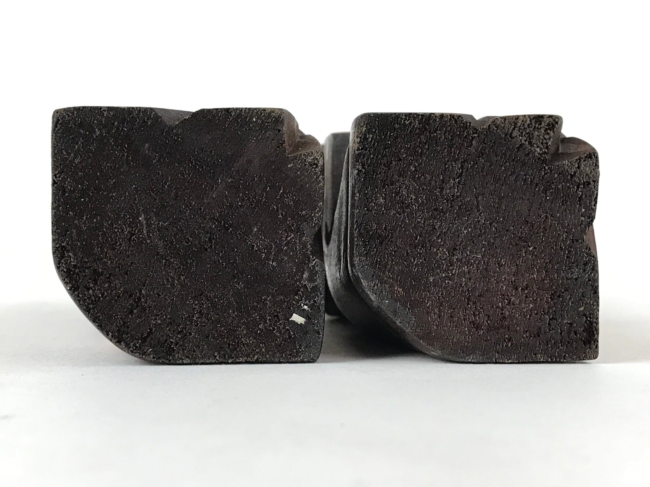 Japanese Wooden Ainu Nipopo Statue Vtg 2pc Small Okimono Hokkaido Brown AB110