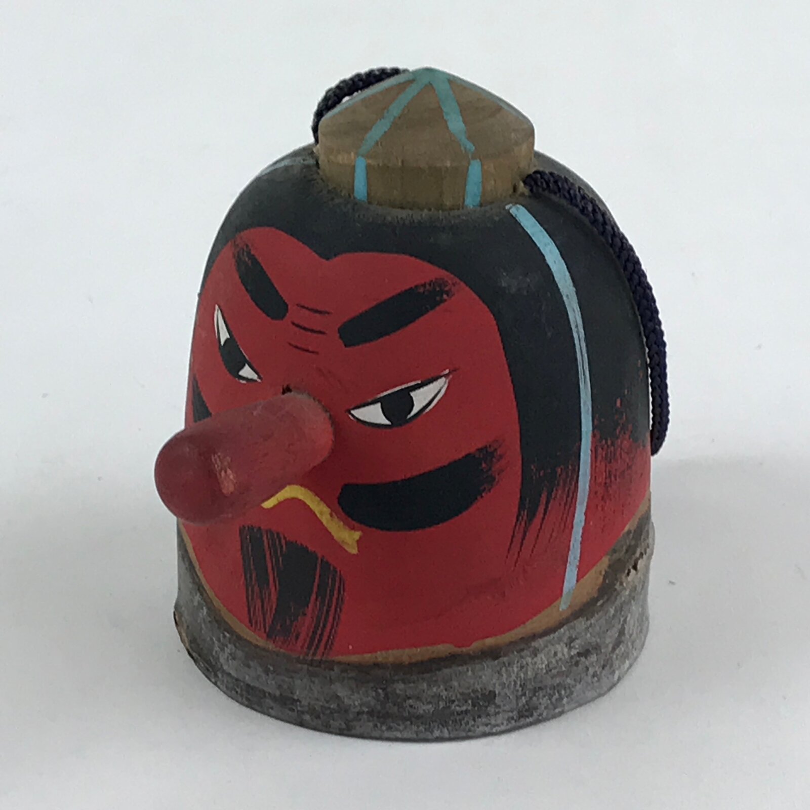 Japanese Wooden Bell Dorei Suzu Vtg Tengu Red Amulet DR472