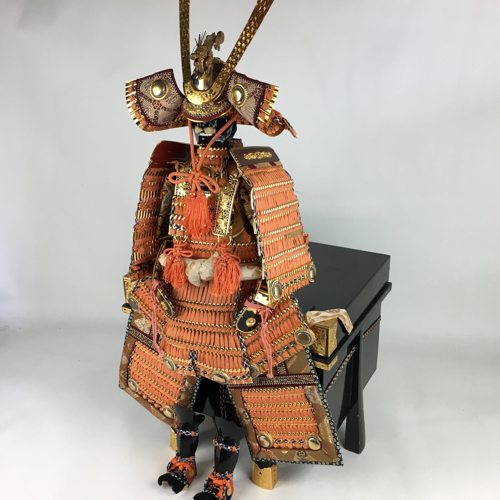 Japanese Wooden Boxed Samurai Miniature Armor Yoroi Vtg Boy's Festival ID434