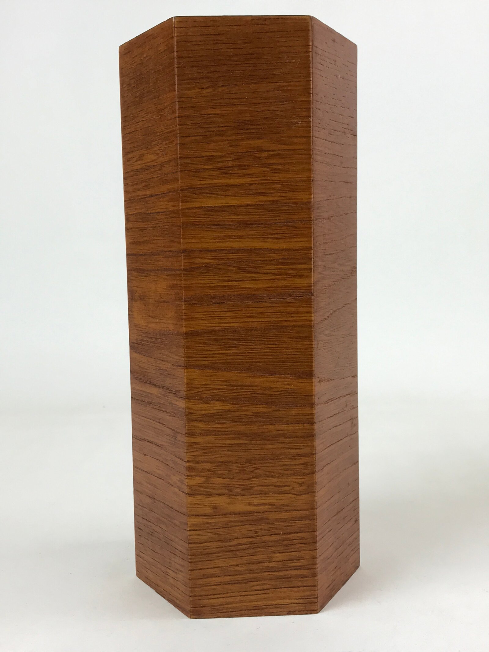 Japanese Wooden Brushed Lacquer Flower Vase Kabin Vtg Ikebana Raden Brown FK83