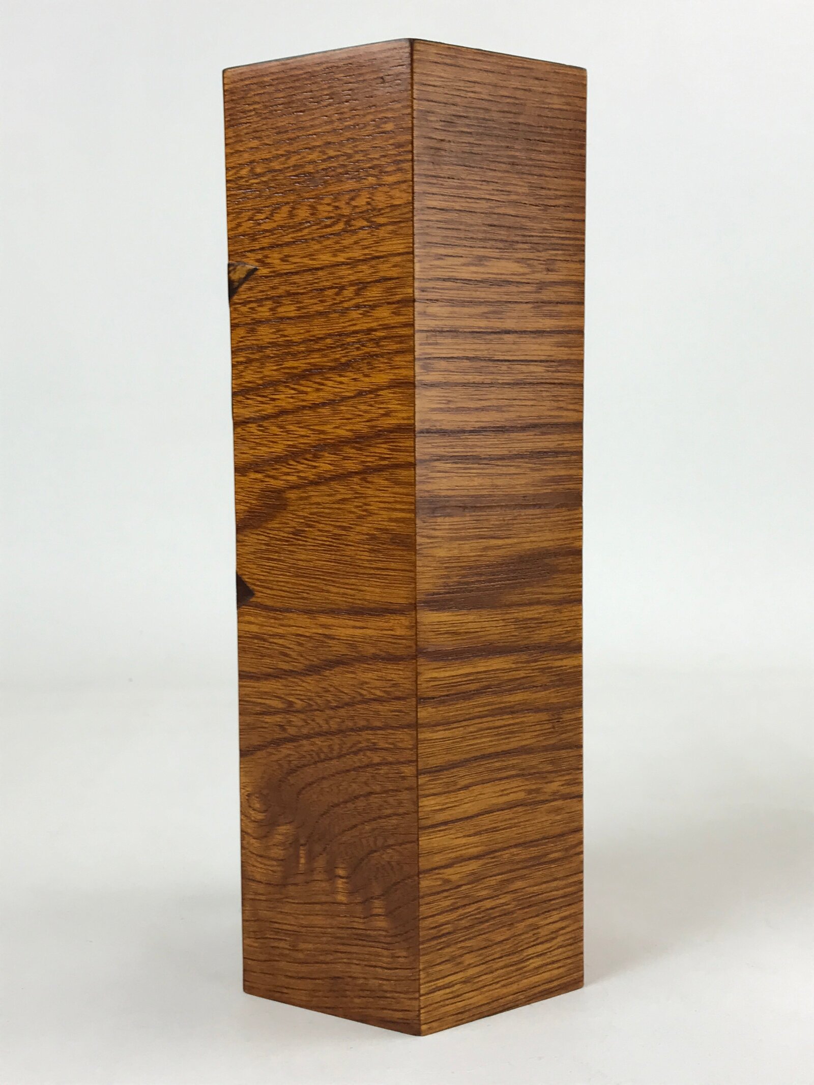 Japanese Wooden Brushed Lacquer Flower Vase Kabin Vtg Ikebana Raden Brown FK83