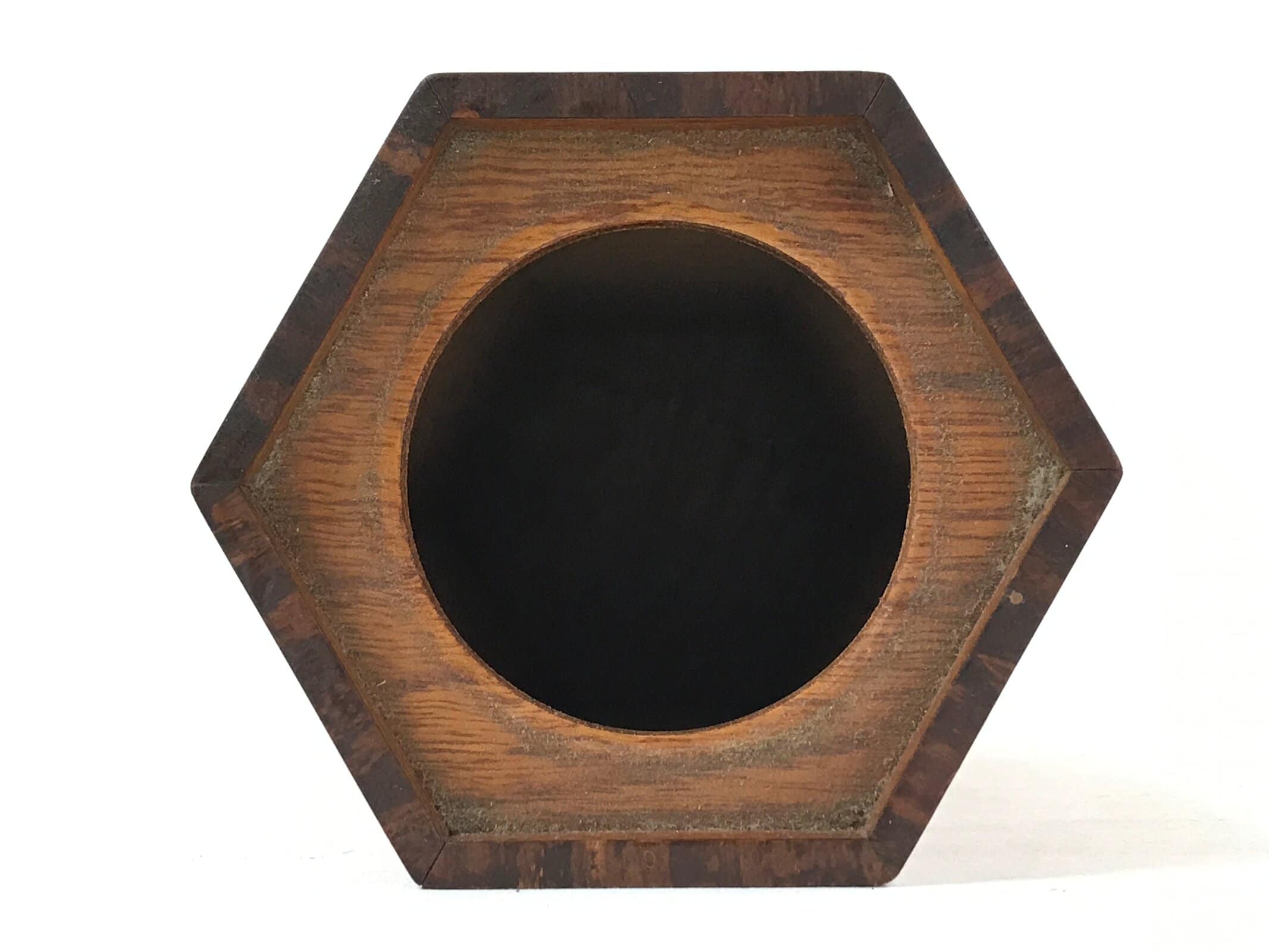 Japanese Wooden Brushed Lacquer Flower Vase Kabin Vtg Ikebana Raden Brown FK83