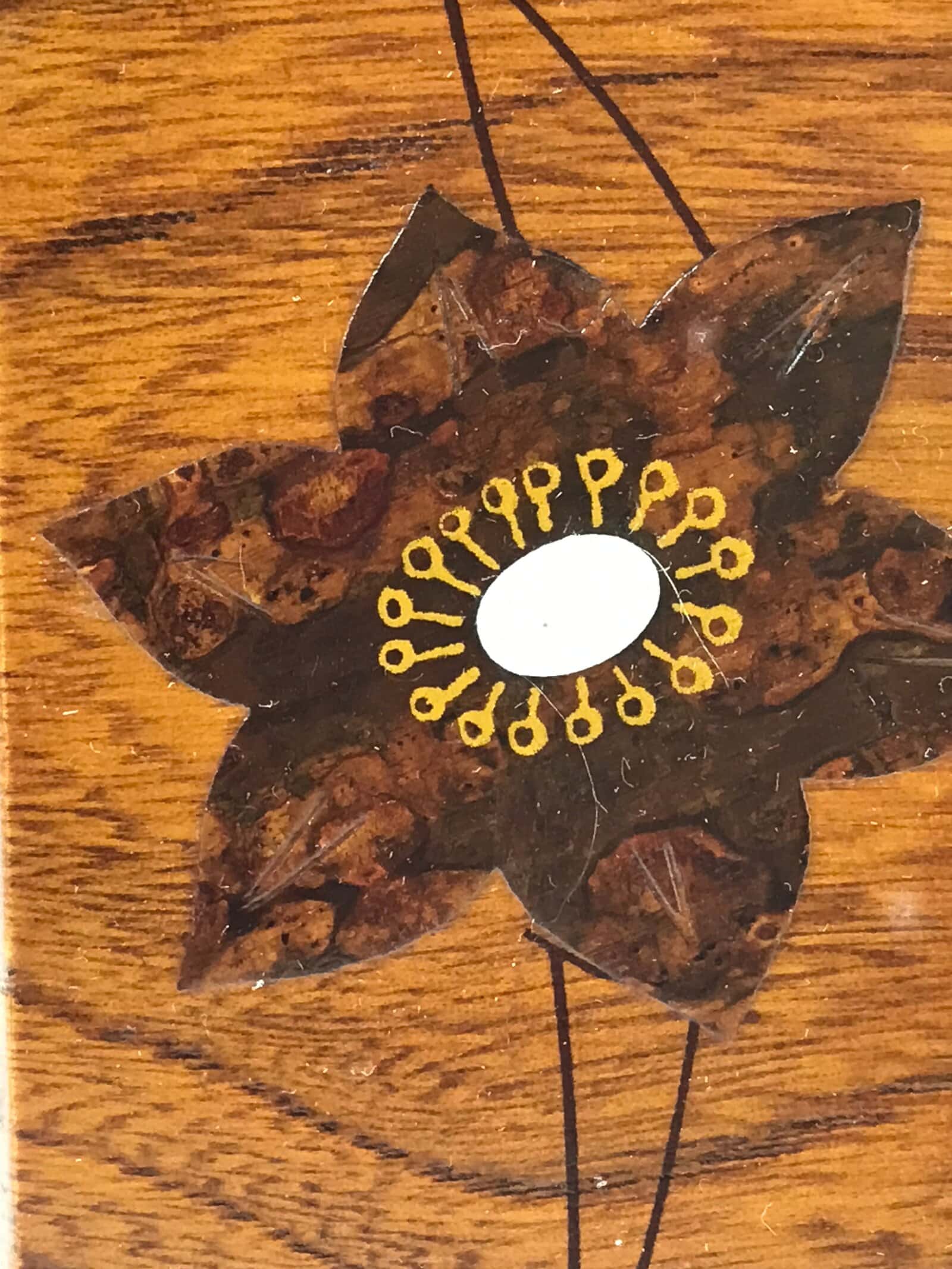 Japanese Wooden Brushed Lacquer Flower Vase Kabin Vtg Ikebana Raden Brown FK83