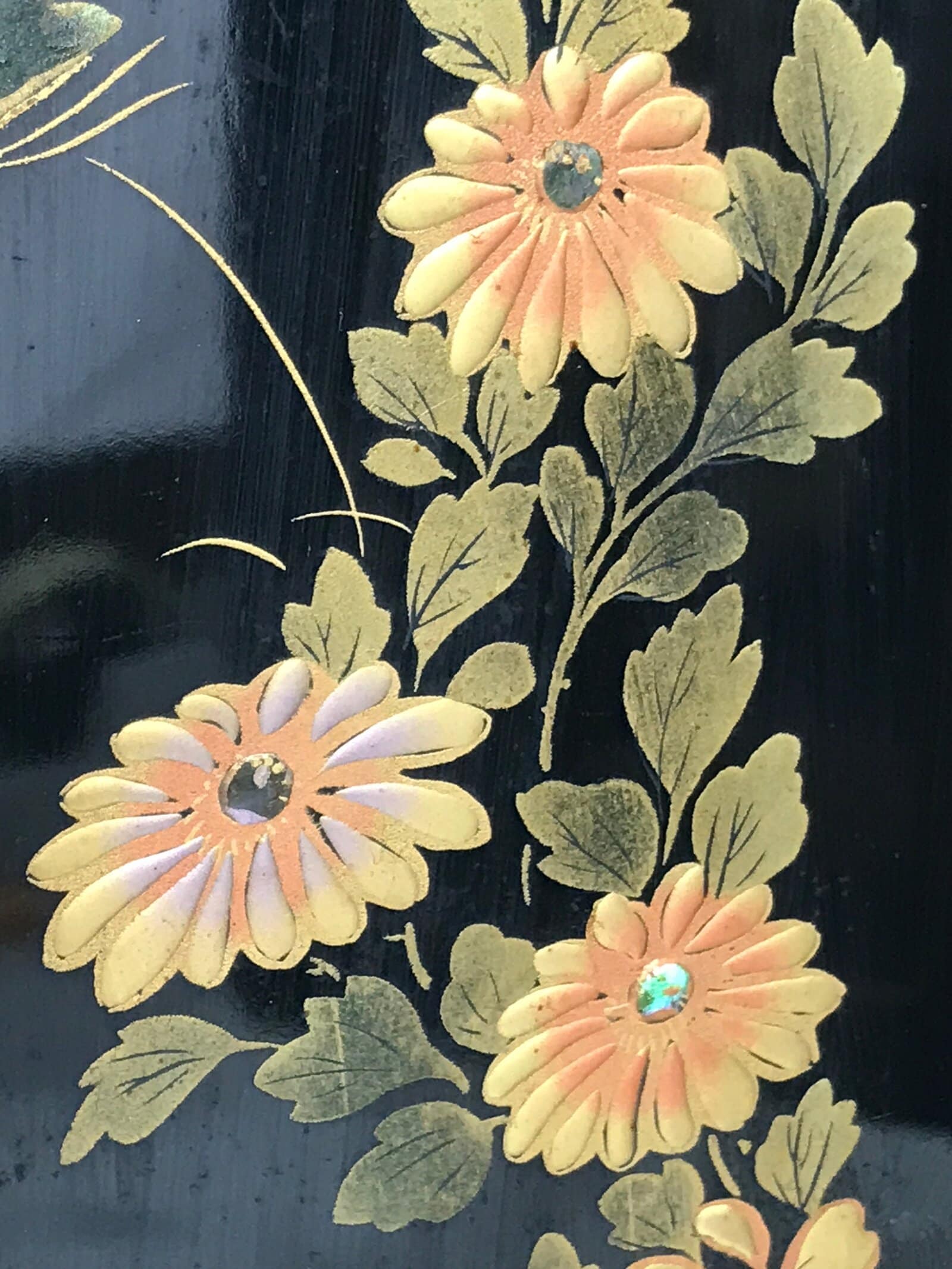 Japanese Wooden Buddhist Altar Cabinet Butsudan Vtg Makie Raden Black Gold BA601