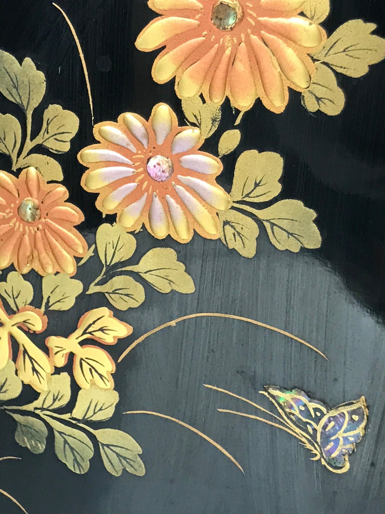 Japanese Wooden Buddhist Altar Cabinet Butsudan Vtg Makie Raden Black Gold BA601