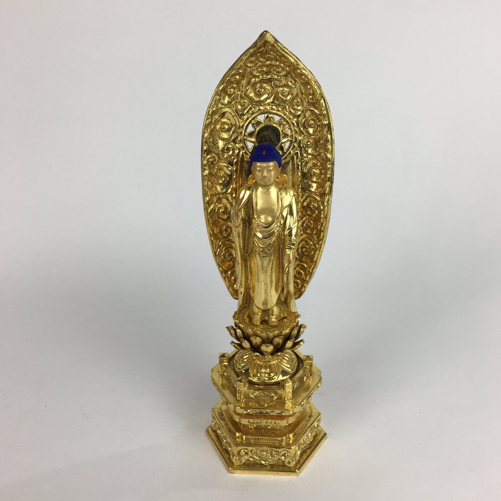Japanese Wooden Buddhist Altar Statue Vtg Nyorai Shaka Amida Gold Lacquer BD639