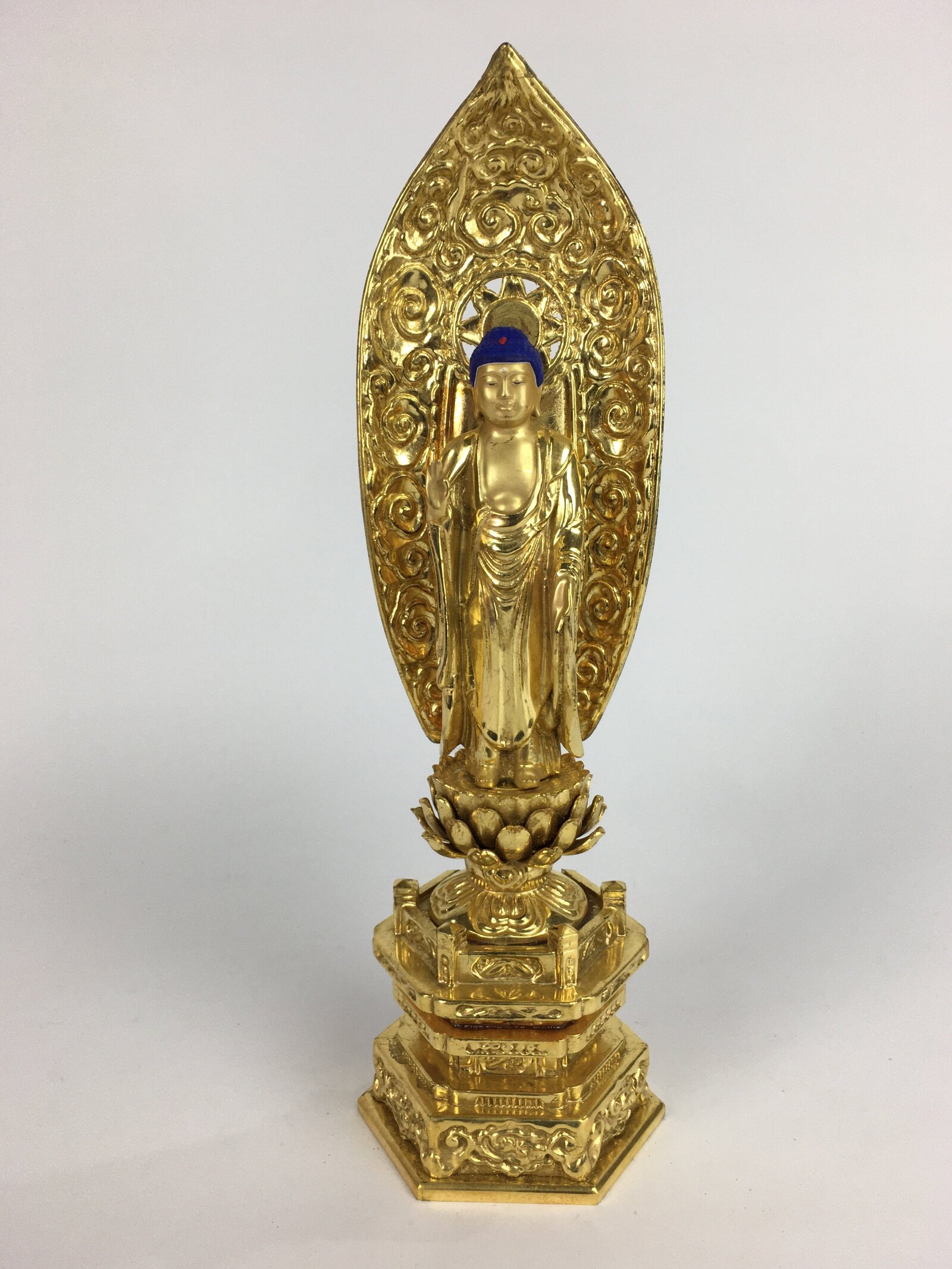 Japanese Wooden Buddhist Altar Statue Vtg Nyorai Shaka Amida Gold Lacquer BD639