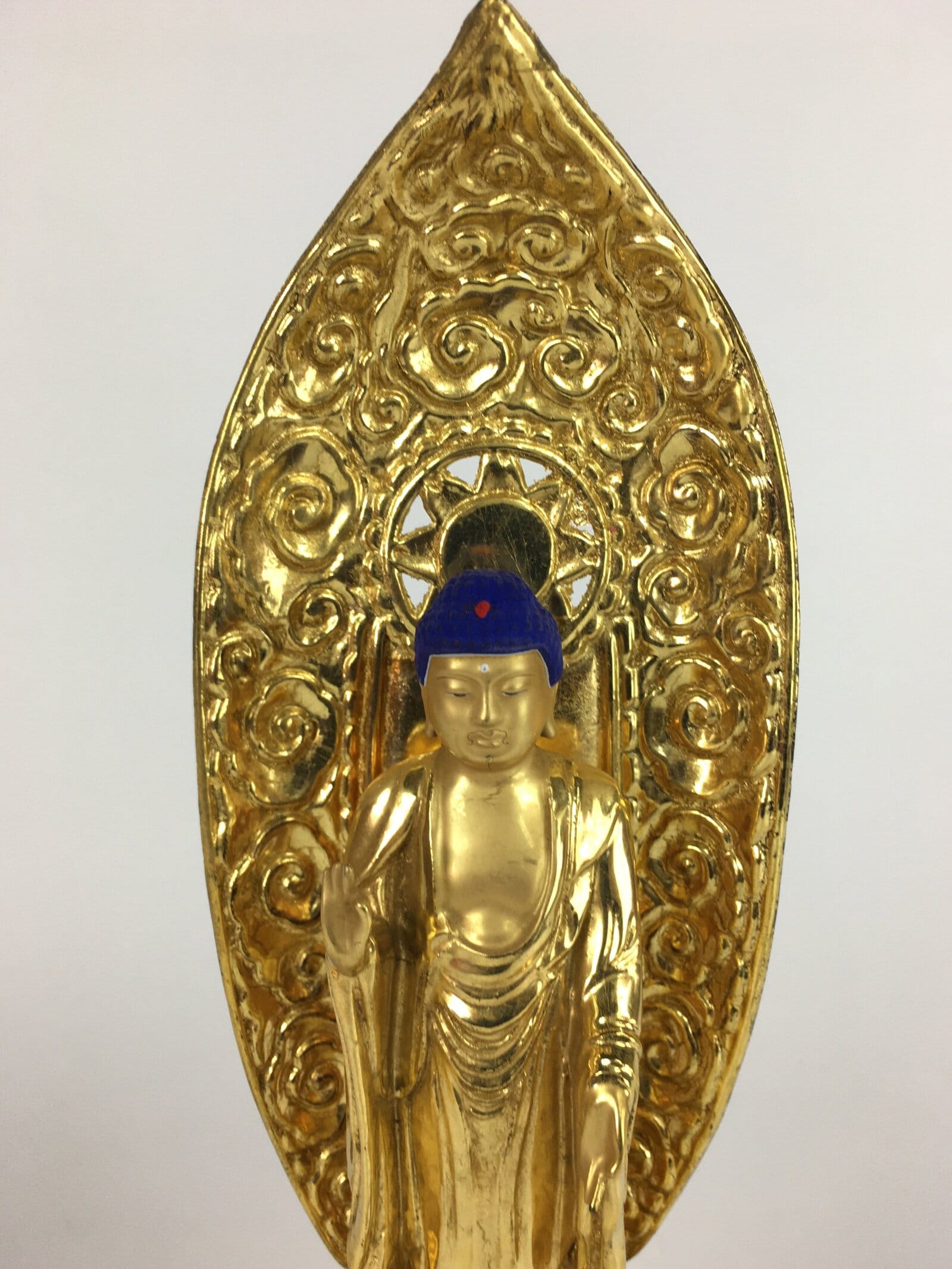 Japanese Wooden Buddhist Altar Statue Vtg Nyorai Shaka Amida Gold Lacquer BD639