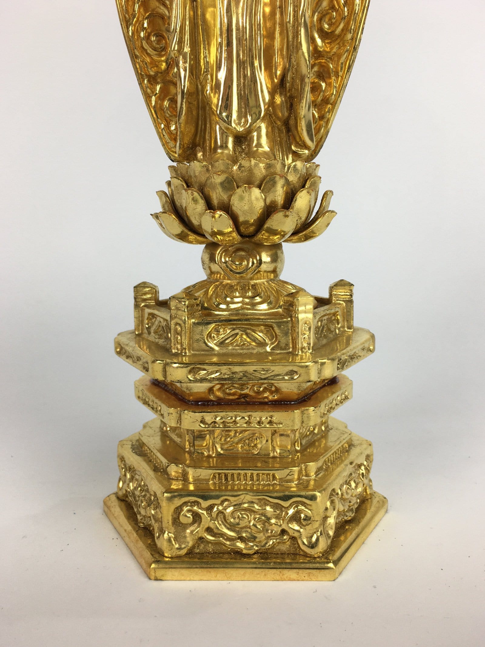 Japanese Wooden Buddhist Altar Statue Vtg Nyorai Shaka Amida Gold Lacquer BD639