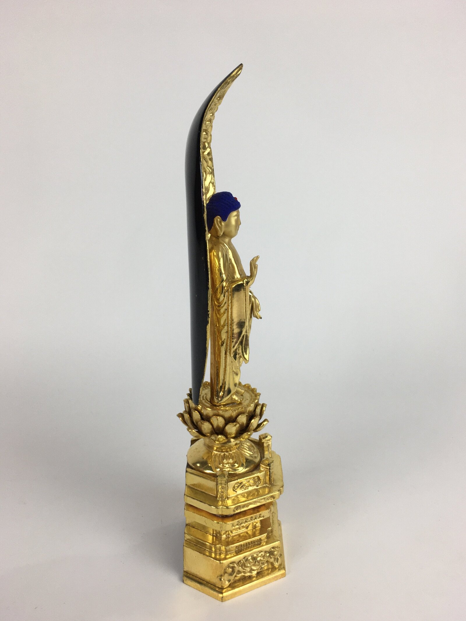 Japanese Wooden Buddhist Altar Statue Vtg Nyorai Shaka Amida Gold Lacquer BD639