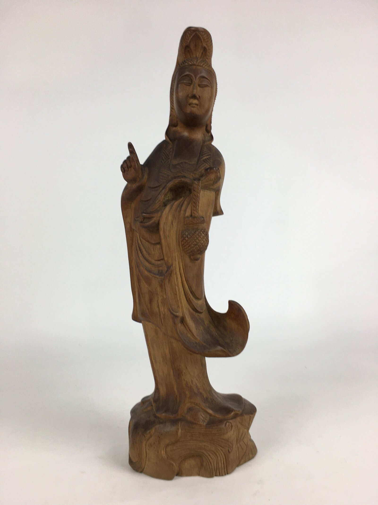 Japanese Wooden Buddhist Art Kannon Bosatsu Statue Vtg Mokuzo BD802