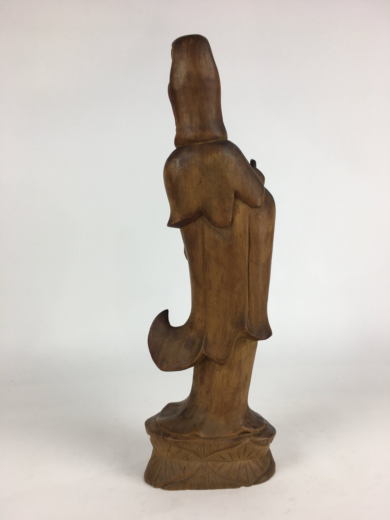 Japanese Wooden Buddhist Art Kannon Bosatsu Statue Vtg Mokuzo BD802