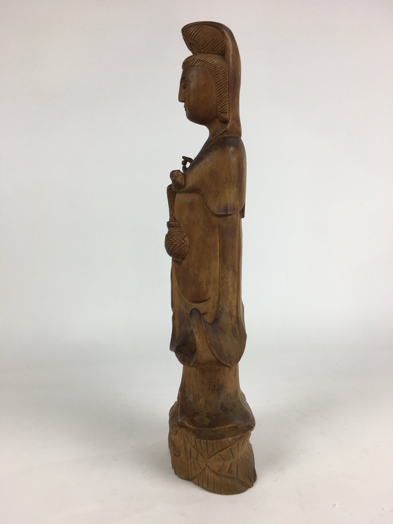 Japanese Wooden Buddhist Art Kannon Bosatsu Statue Vtg Mokuzo BD802