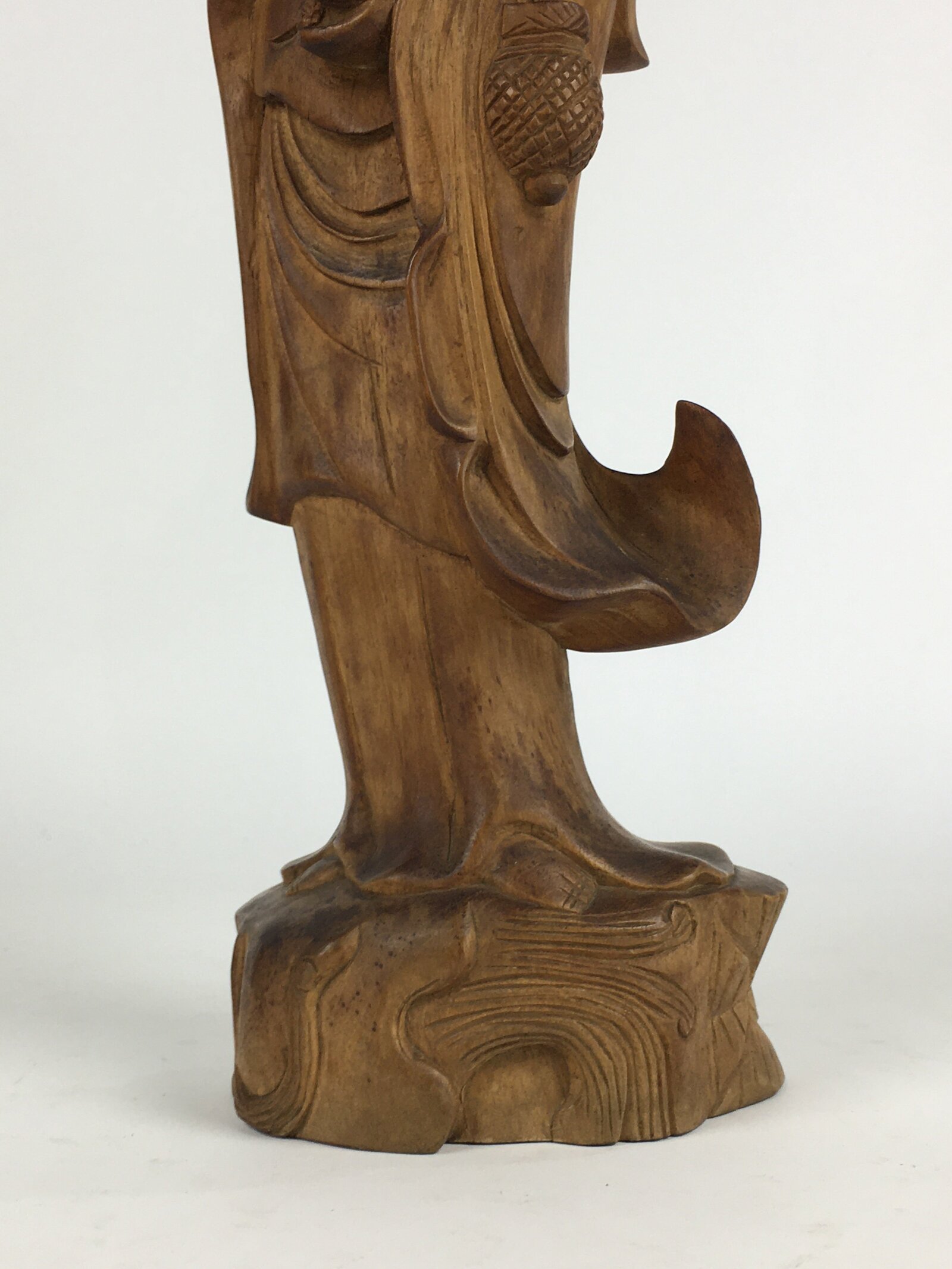 Japanese Wooden Buddhist Art Kannon Bosatsu Statue Vtg Mokuzo BD802